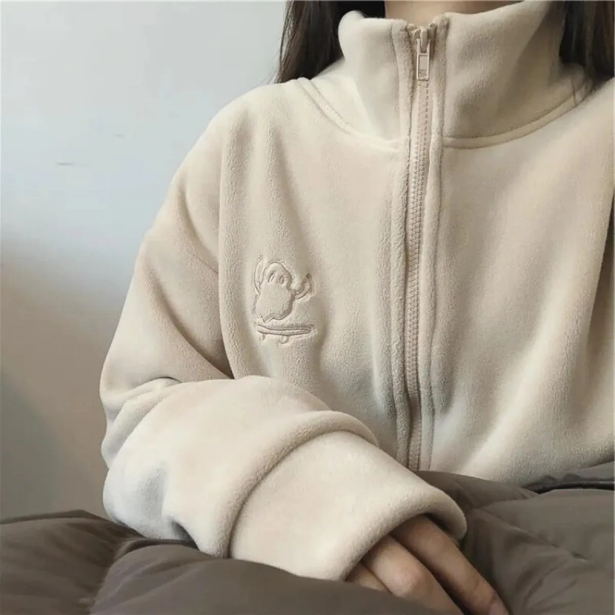 Felpe con cappuccio 2023 Dolcevita ispessito con cerniera Felpa con cappuccio Cardigan Cappotto in pile caldo da donna
