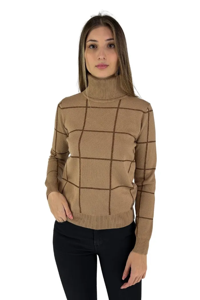 Fly Girl dolcevita in misto viscosa a quadri 11494/01