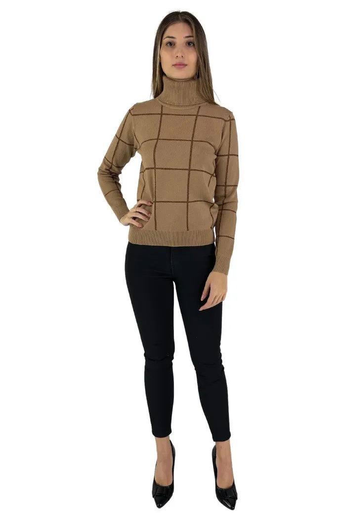 Fly Girl dolcevita in misto viscosa a quadri 11494/01