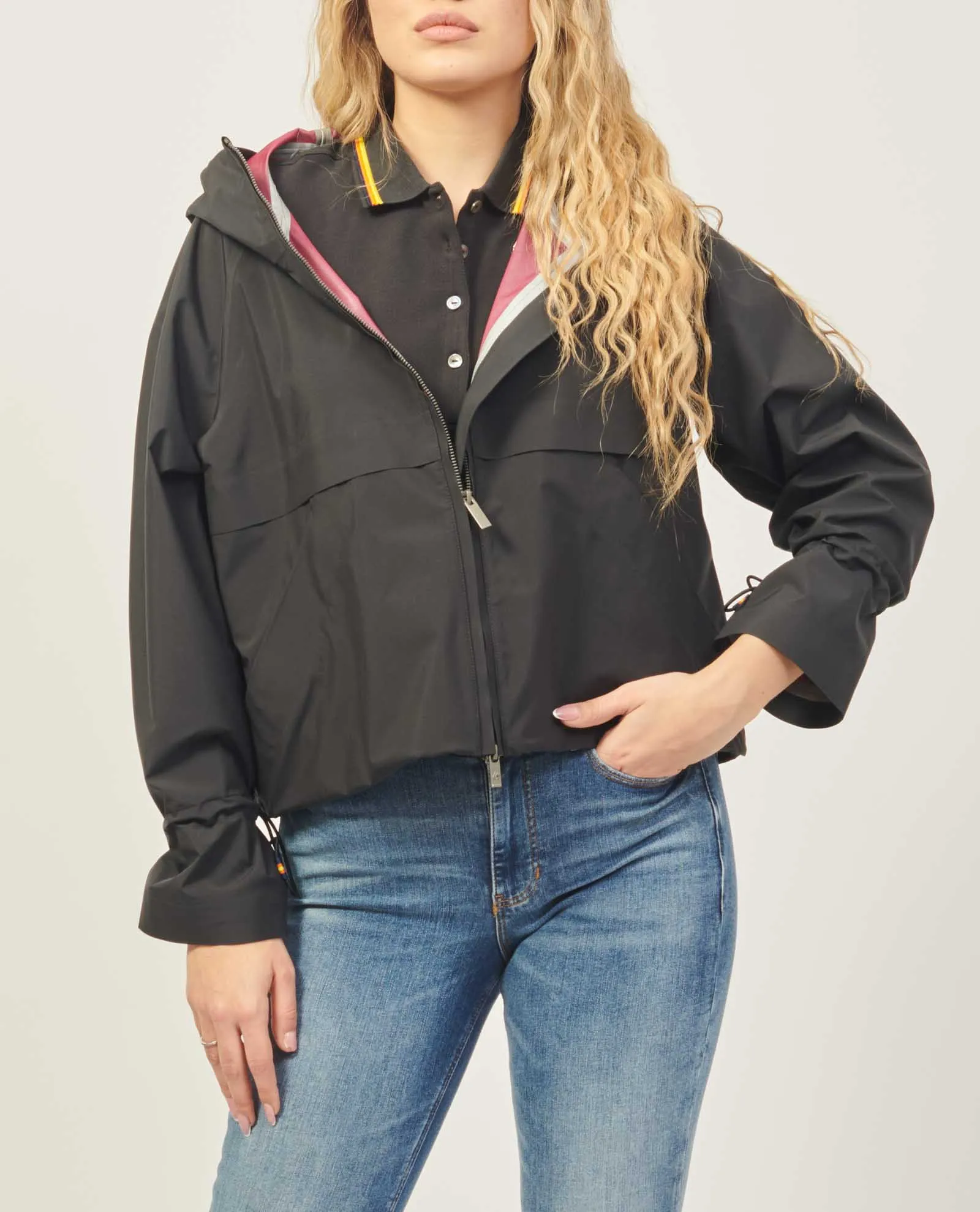 Giacca corta K-way Soille impermeabile con cappuccio