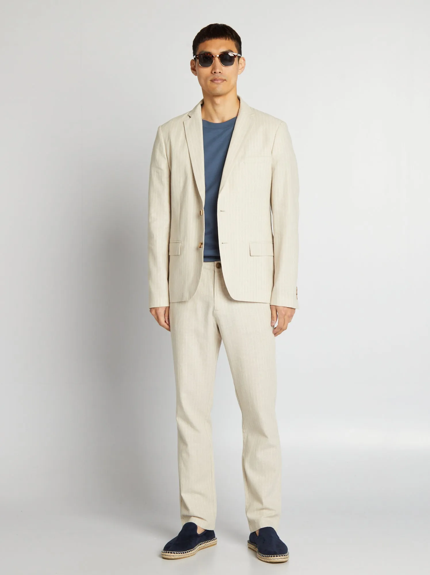 Giacca da completo in misto lino - BEIGE