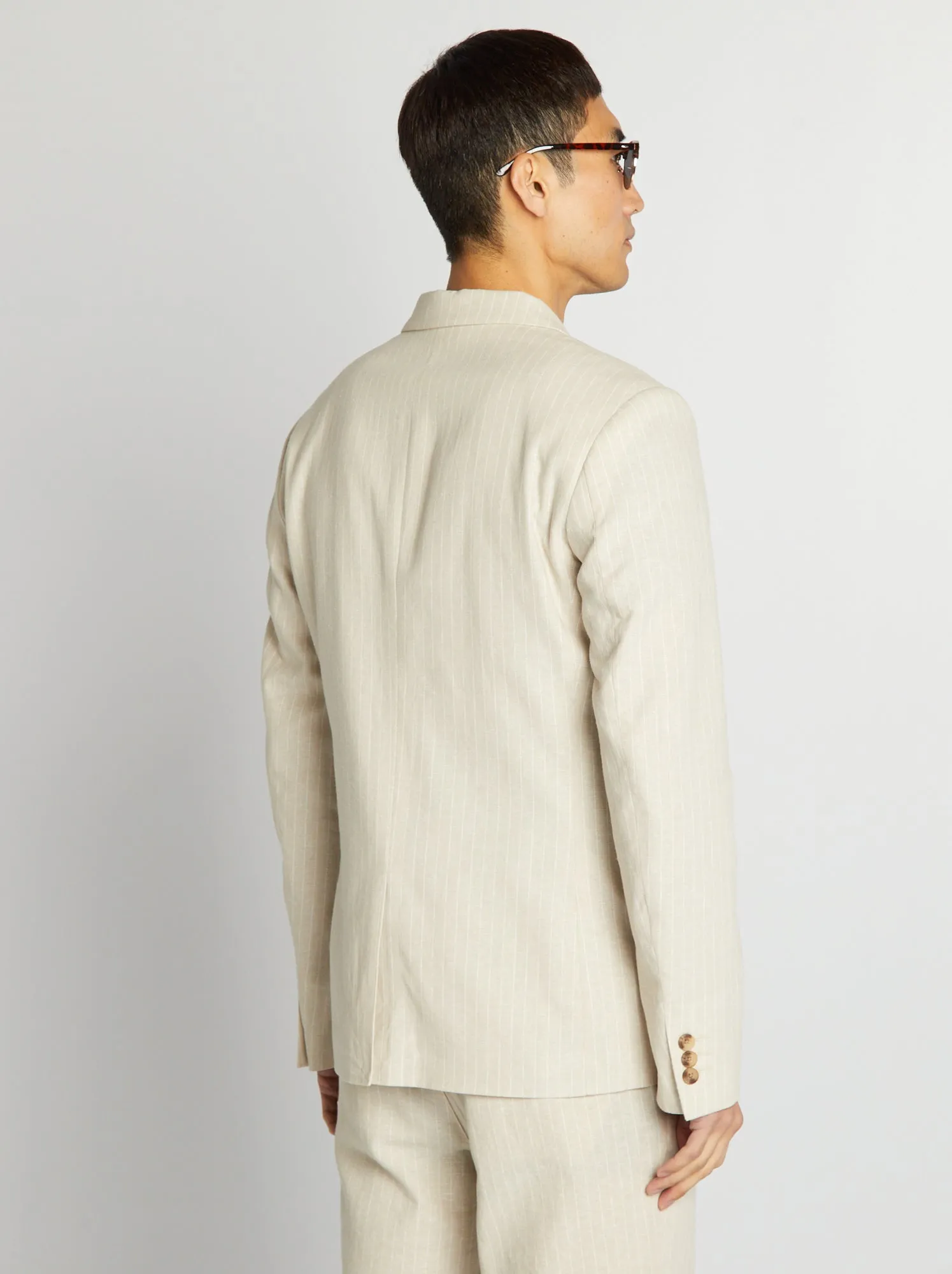 Giacca da completo in misto lino - BEIGE