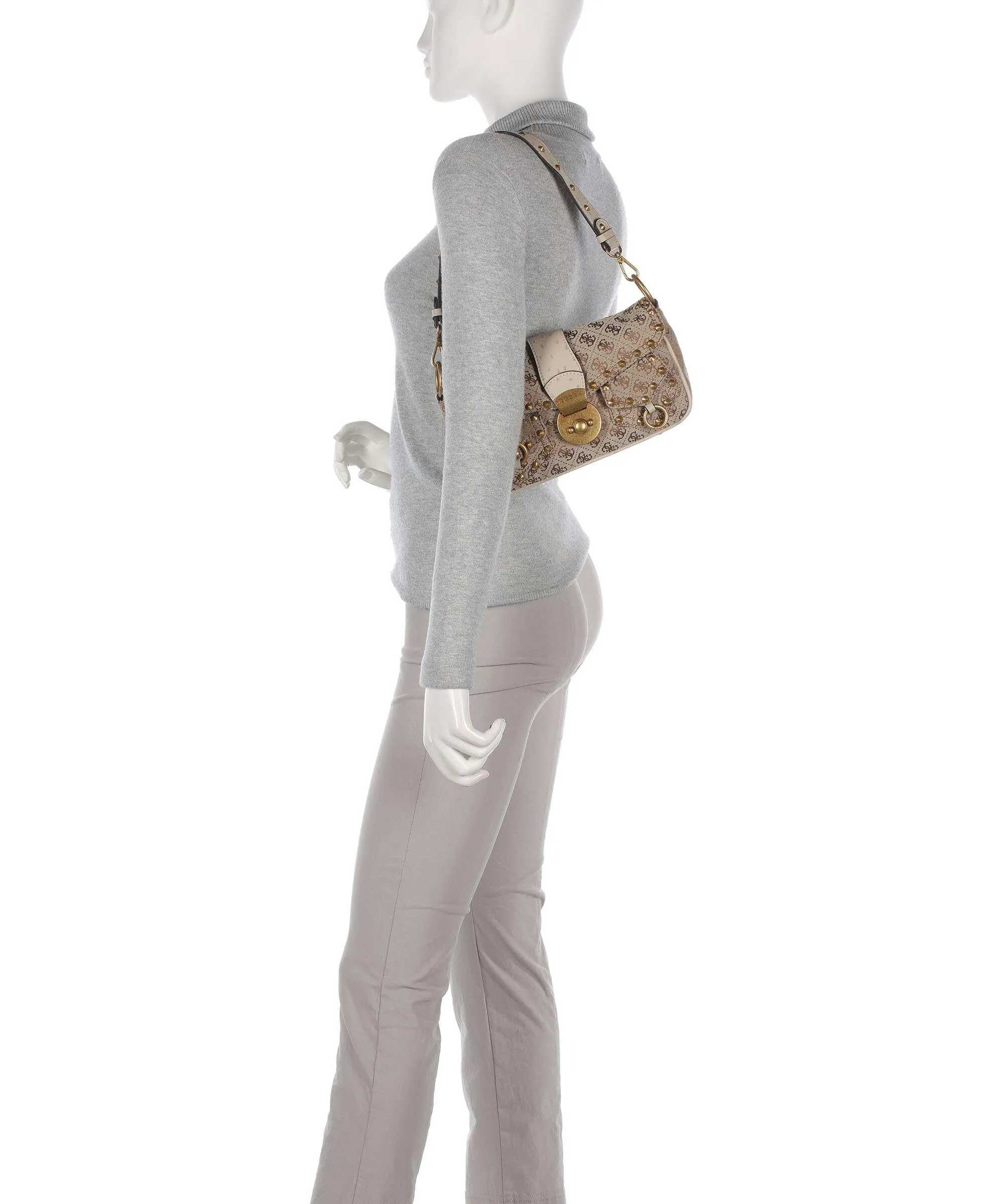  Guess Sardinia Borsa a spalla poliestere marrone chiaro  