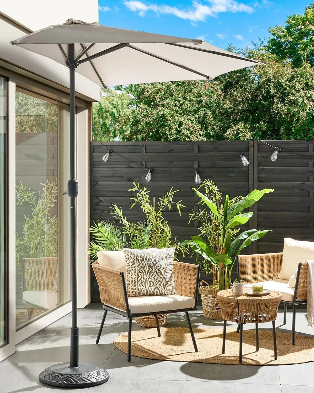 Half-Round Garden Parasol 2.7m Beige GALATI