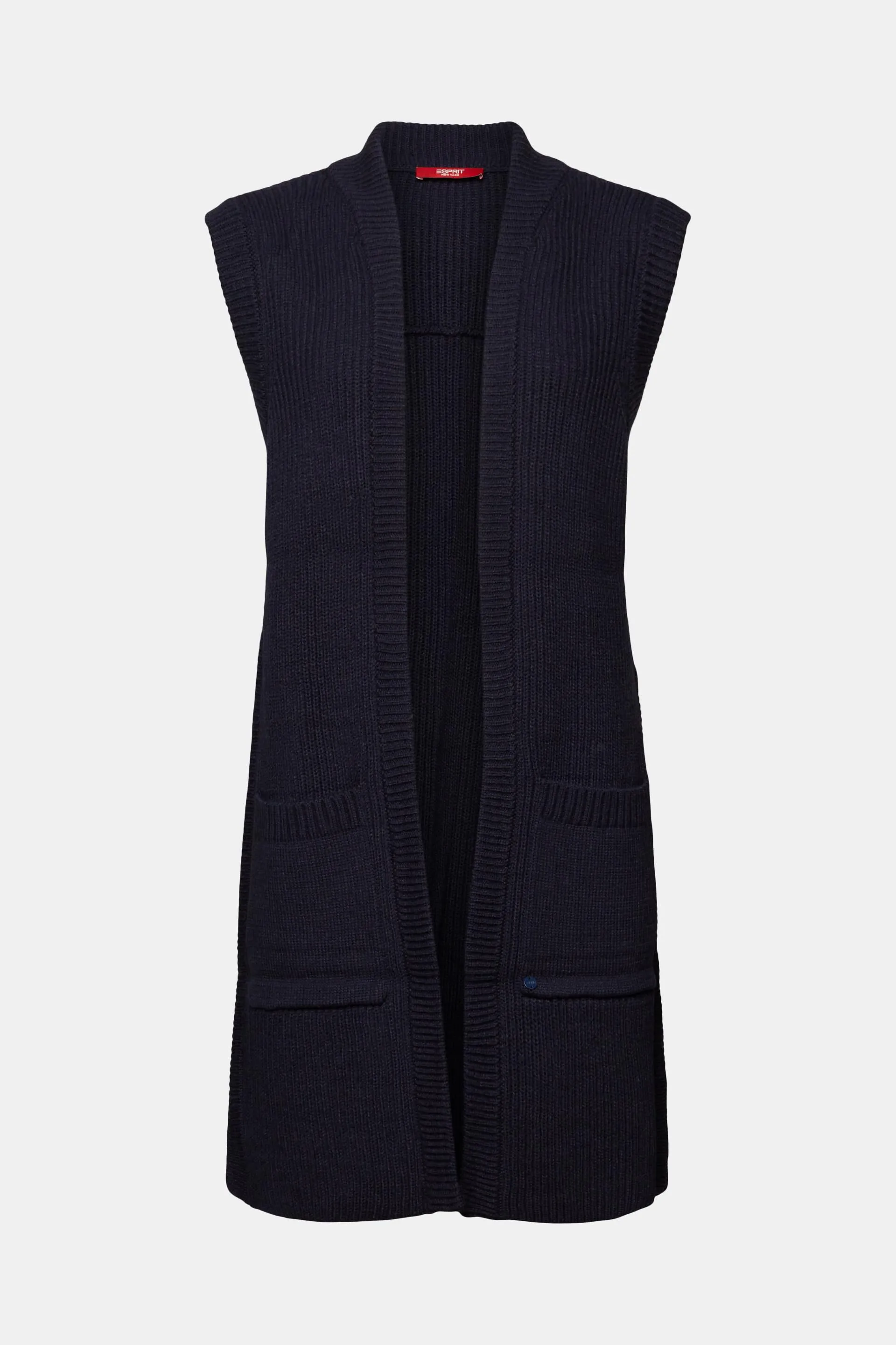 In materiale riciclato: cardigan lungo senza maniche