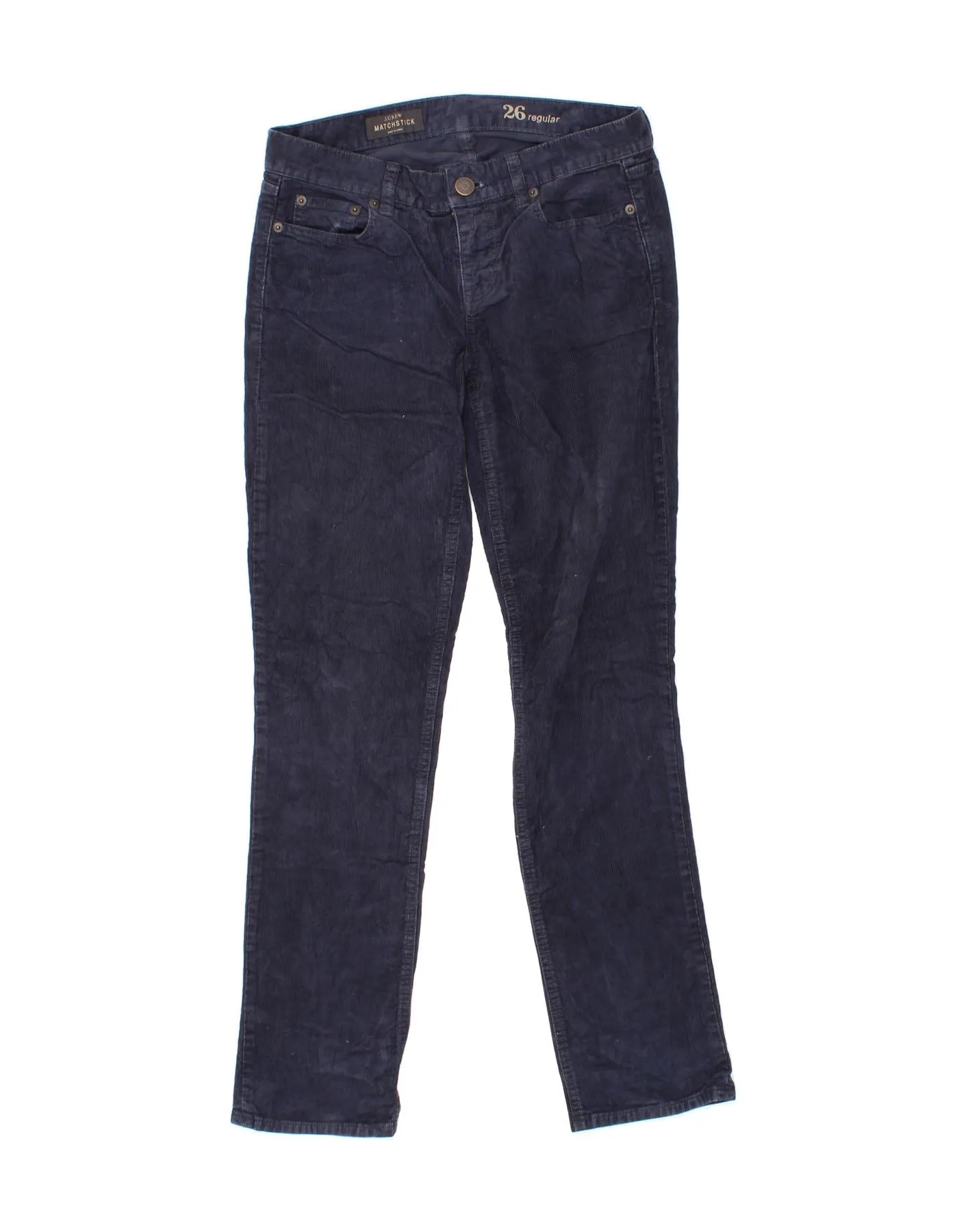 J. CREW Womens Matchstick Straight Corduroy Trousers  W26 L30 Navy Blue