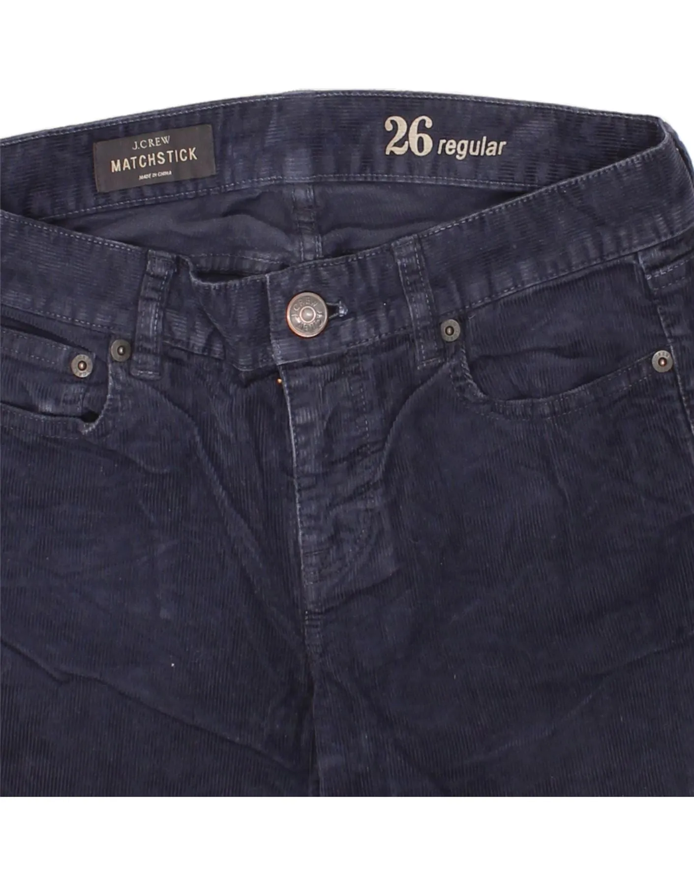 J. CREW Womens Matchstick Straight Corduroy Trousers  W26 L30 Navy Blue