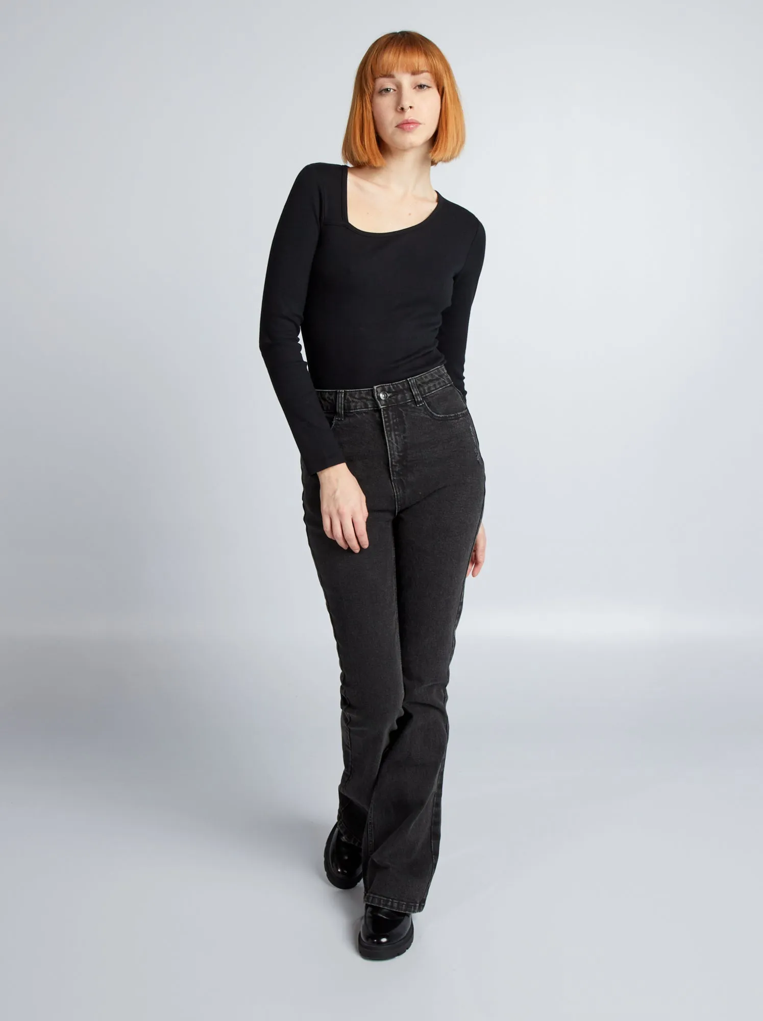 Jeans flare/bootcut a vita alta - NERO