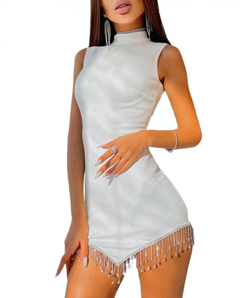 Kayotuas Vestito da Donna Estate Vita Alta Dolcevita Nappe Aderente Signore Discoteca Skinny Abiti Vintage Anni 90 Streetwea
