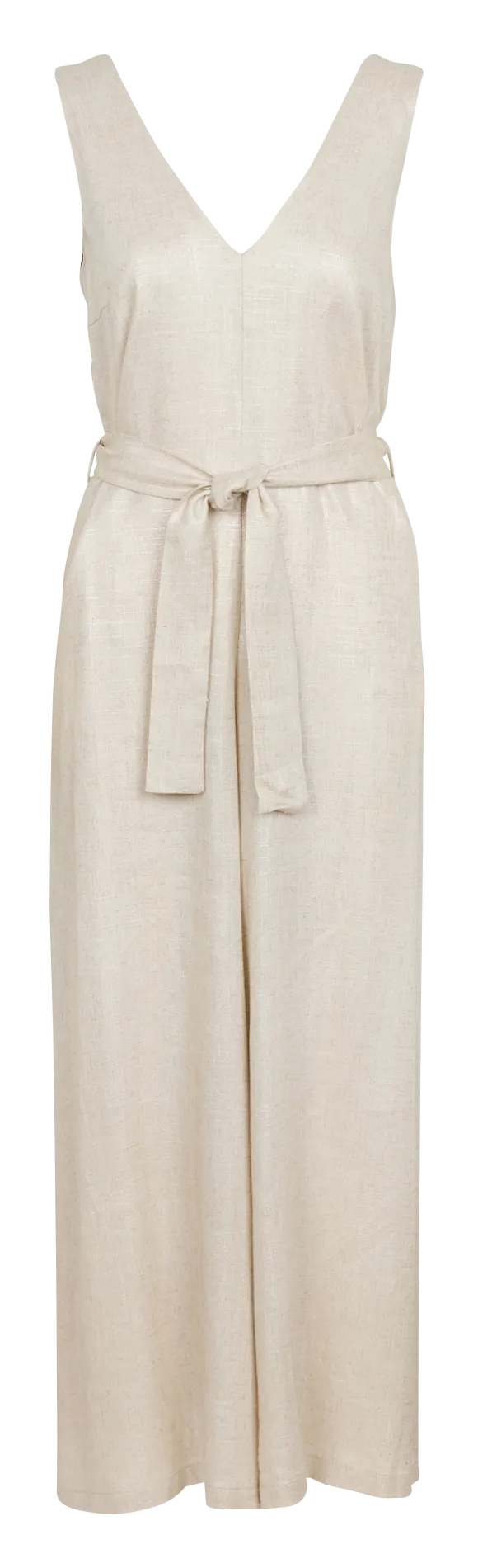  LA FEE MARABOUTEE   Tuta larga con scollo a V in lino | Beige