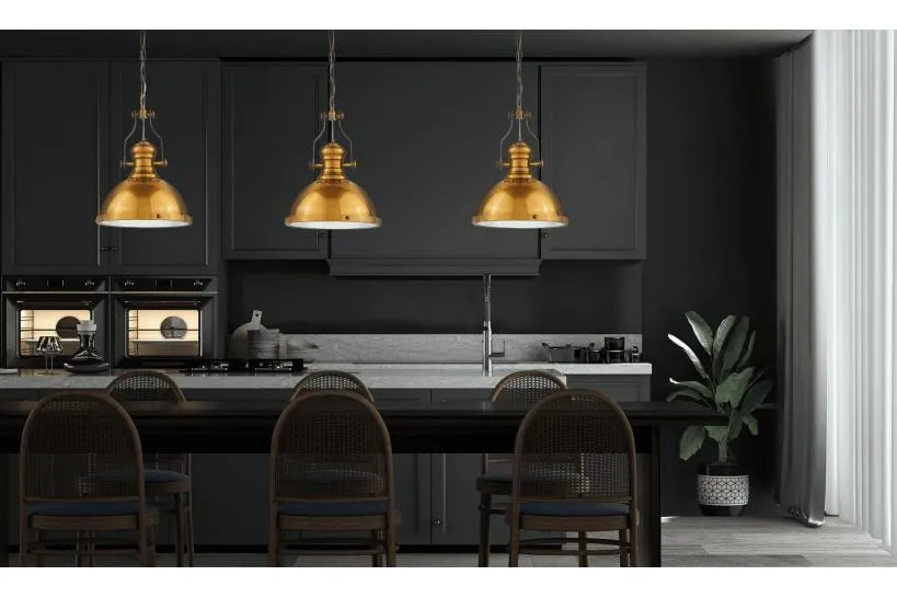 Lampadario a sospensione stile industriale Ettore Ottone