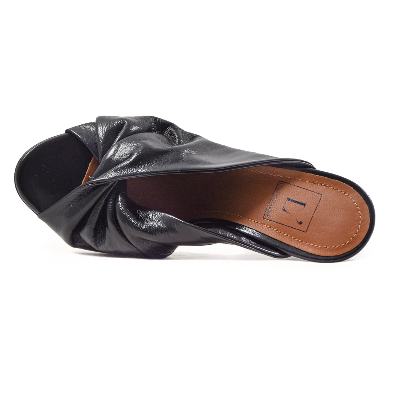 L'Autre Chose Sabot  Donna In Nappa Nero Dal Design Attorcigliato
