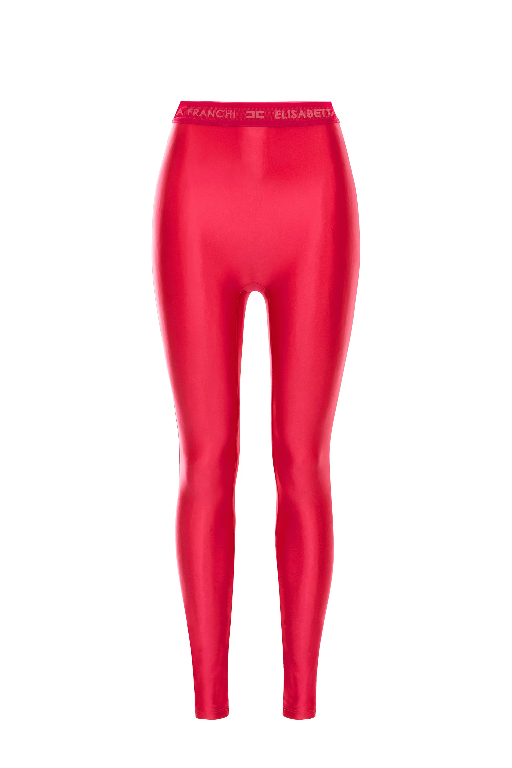 Leggings in lycra lucida con elastico logato