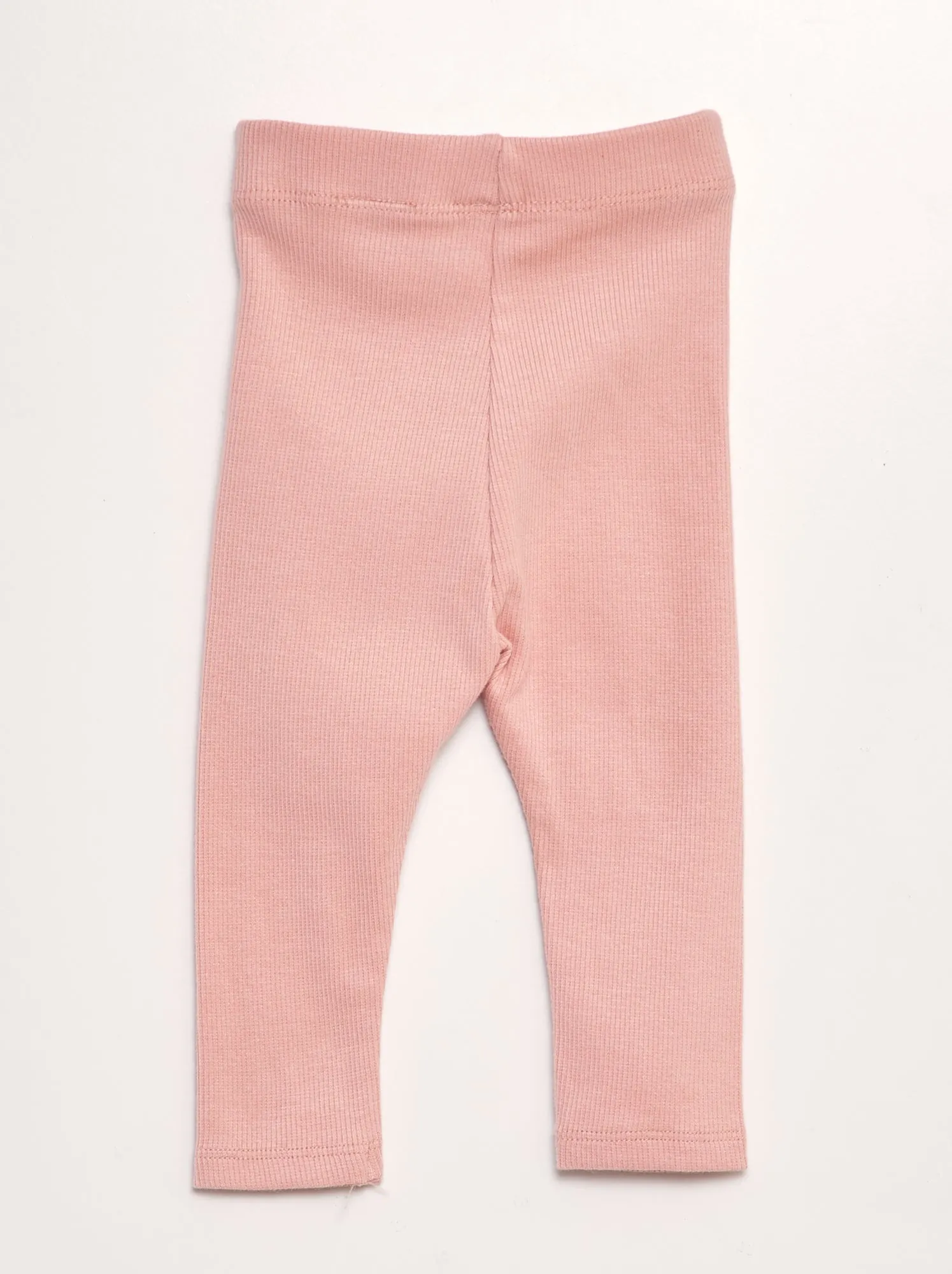 Leggings tinta unita in maglia a coste - ROSA