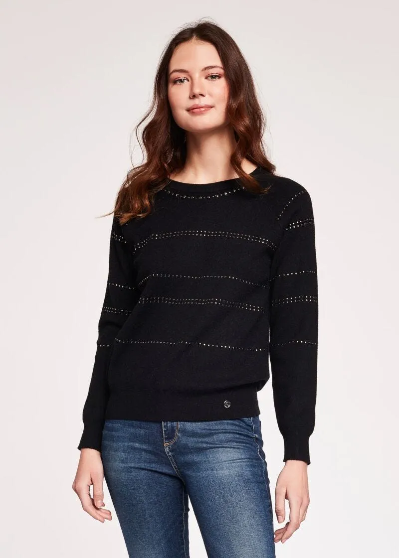 Maglia girocollo con borchie