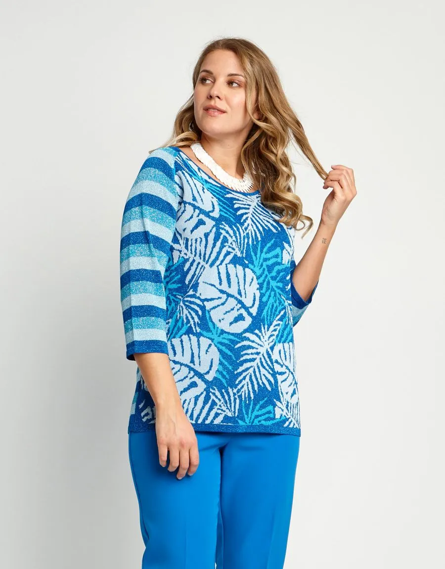Maglia jacquard stampa foglie