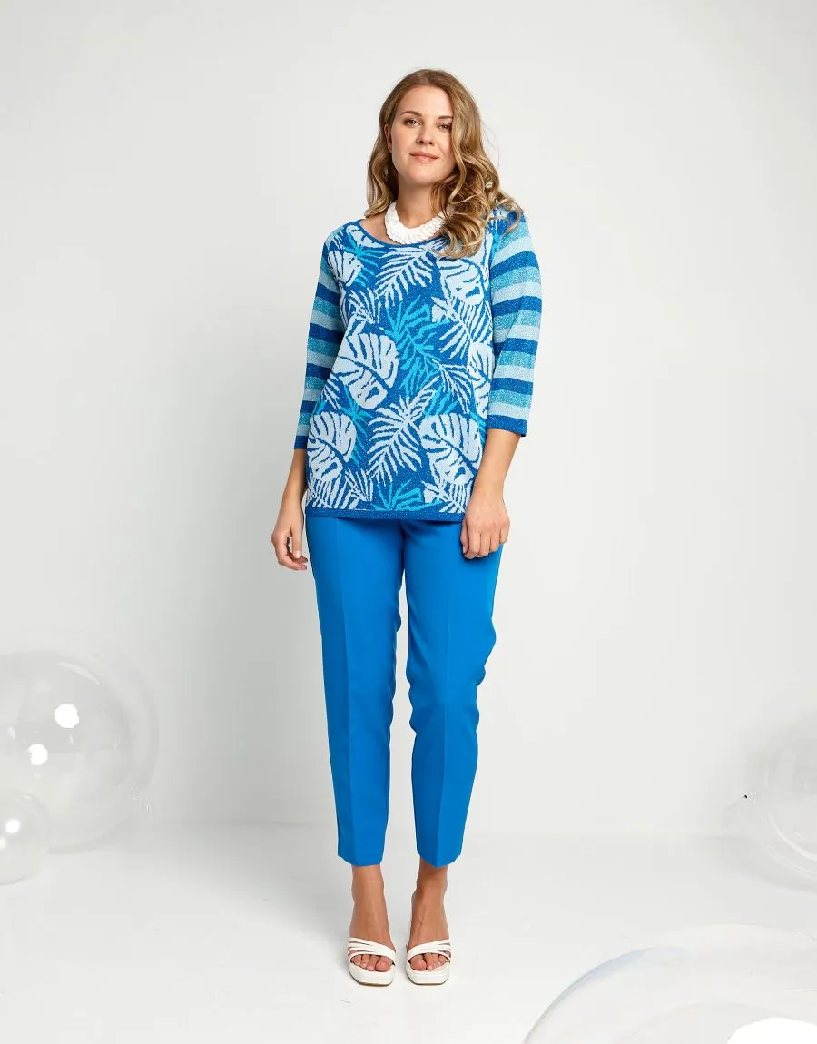 Maglia jacquard stampa foglie