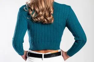 Maglietta in maglia a maniche lunghe, petrolio