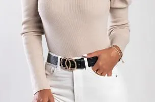 Maglietta lavorata a maglia con maniche lunghe, beige