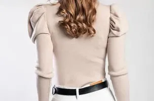 Maglietta lavorata a maglia con maniche lunghe, beige