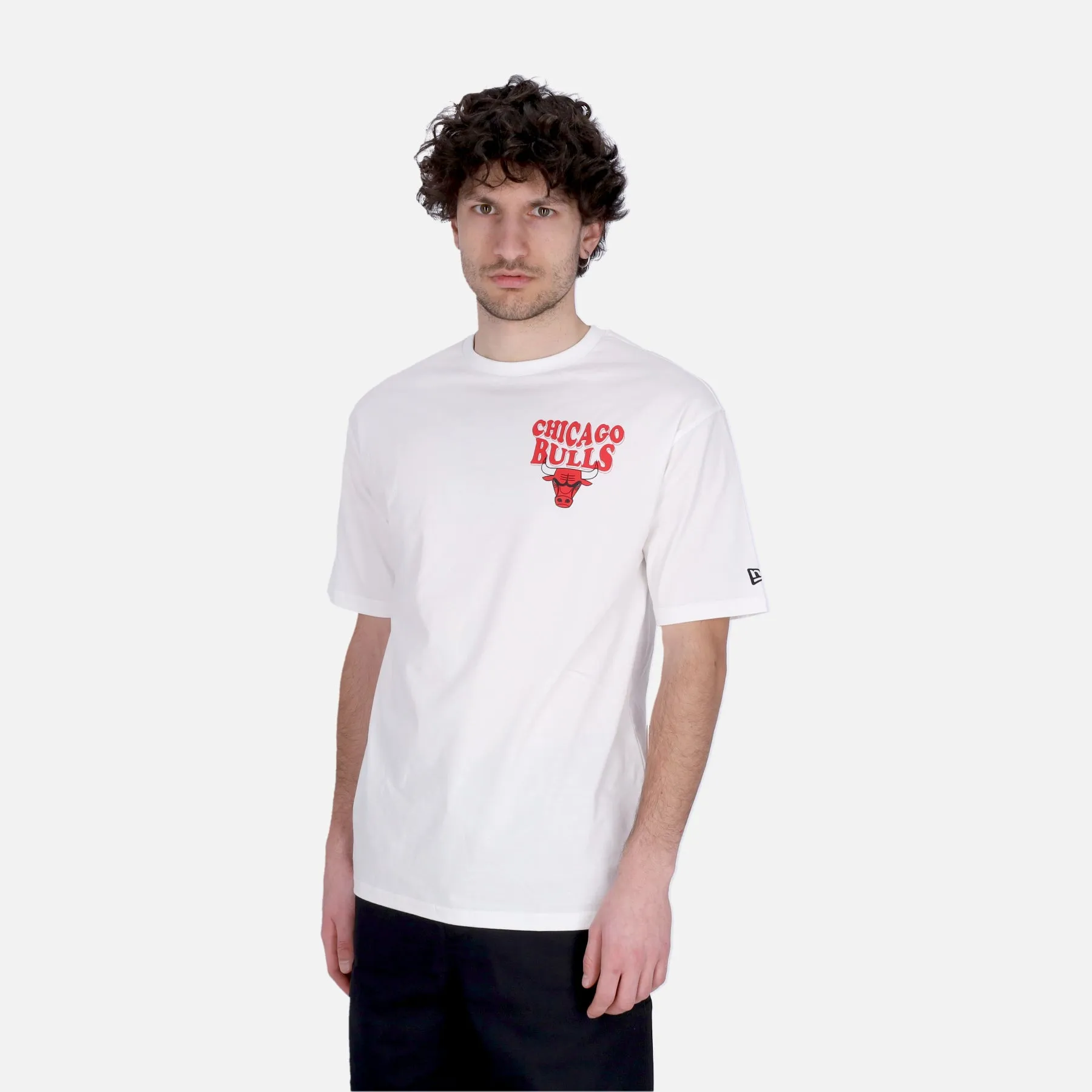 Maglietta Uomo Nba Script Oversize Tee Chibul White/front Door Red