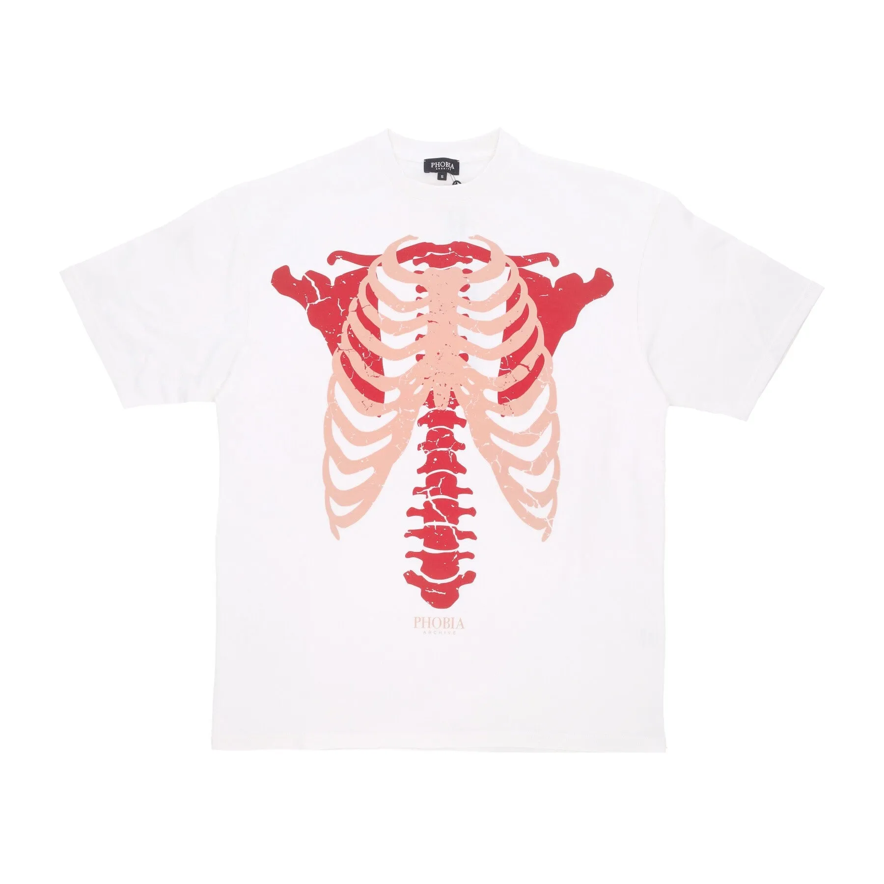 Maglietta Uomo Skeleton Print Tee Off White/red