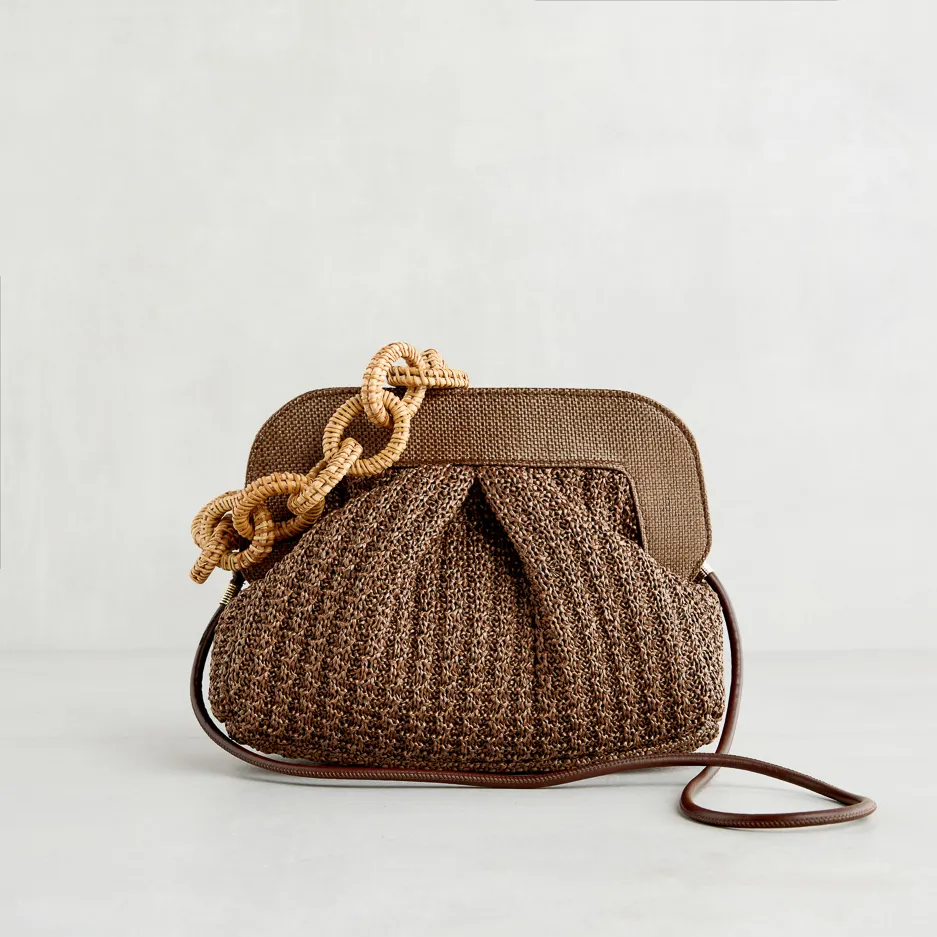 Maxi Pochette Rafia Cuoio
