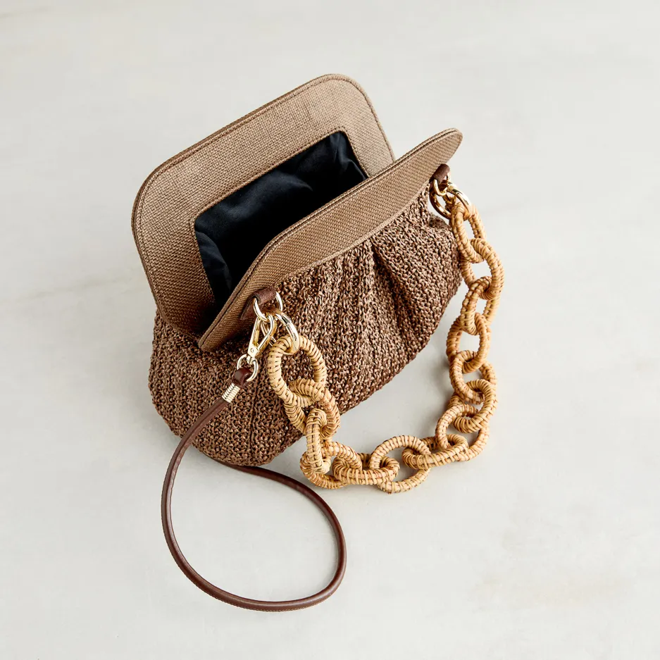 Maxi Pochette Rafia Cuoio