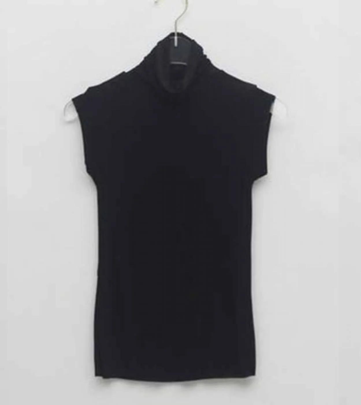 Nuova canotta in cotone casual tinta unita senza maniche dolcevita autunnale top bianco per donna corsetto top da indossare vest