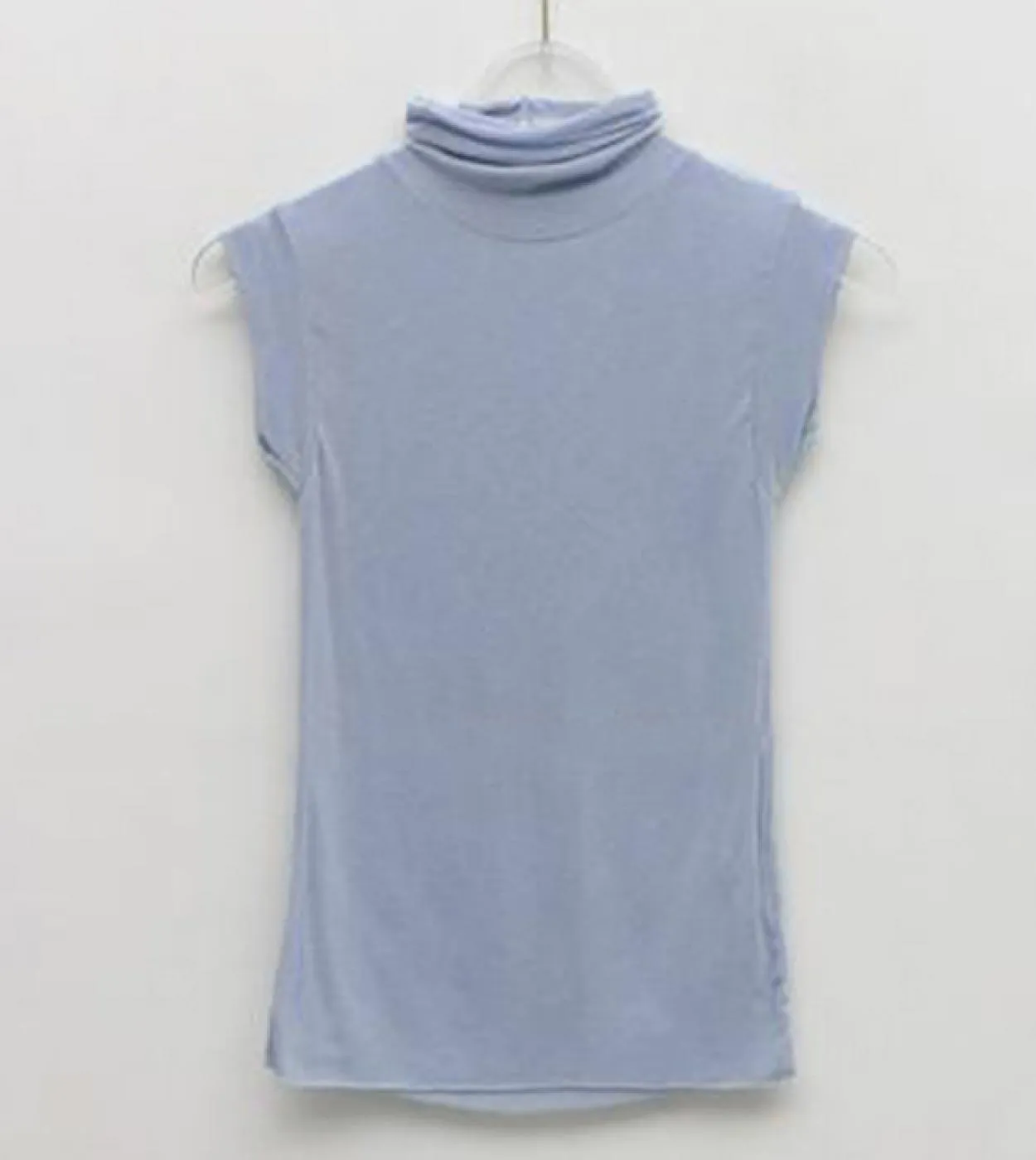 Nuova canotta in cotone casual tinta unita senza maniche dolcevita autunnale top bianco per donna corsetto top da indossare vest