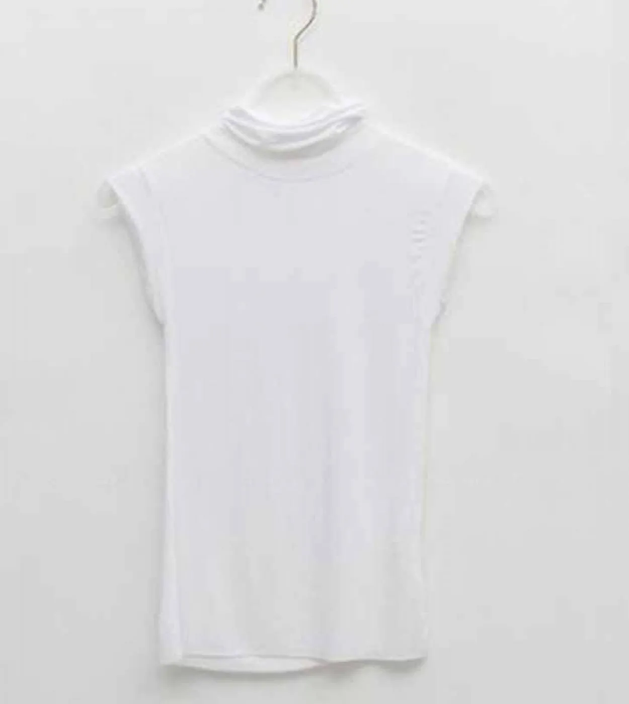 Nuova canotta in cotone casual tinta unita senza maniche dolcevita autunnale top bianco per donna corsetto top da indossare vest