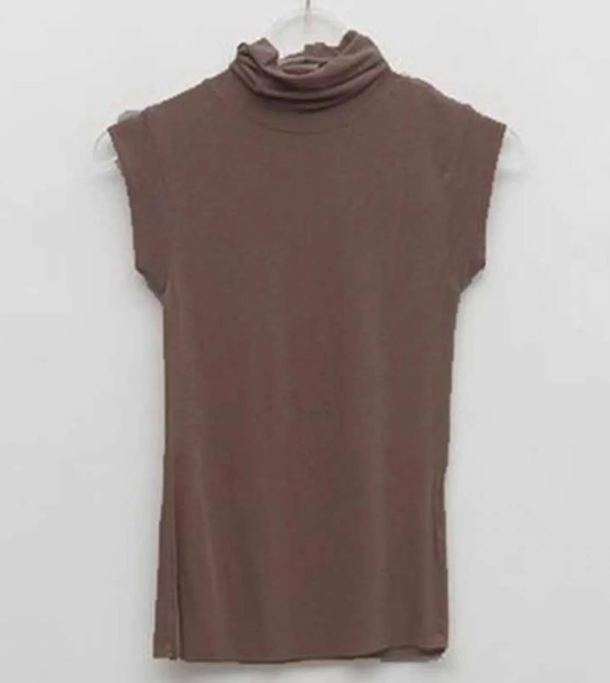 Nuova canotta in cotone casual tinta unita senza maniche dolcevita autunnale top bianco per donna corsetto top da indossare vest