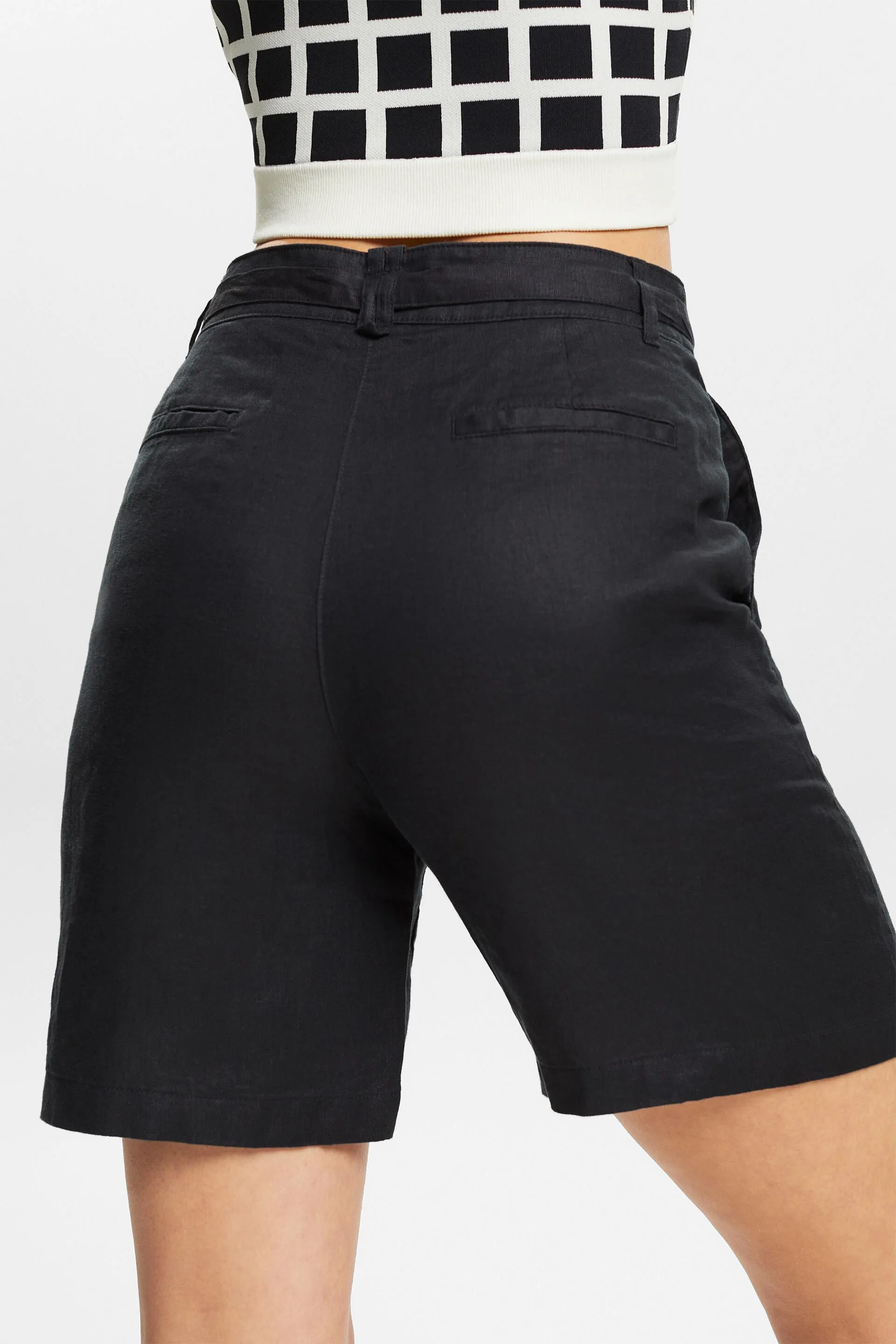 Pantaloncini a gamba larga in lino
