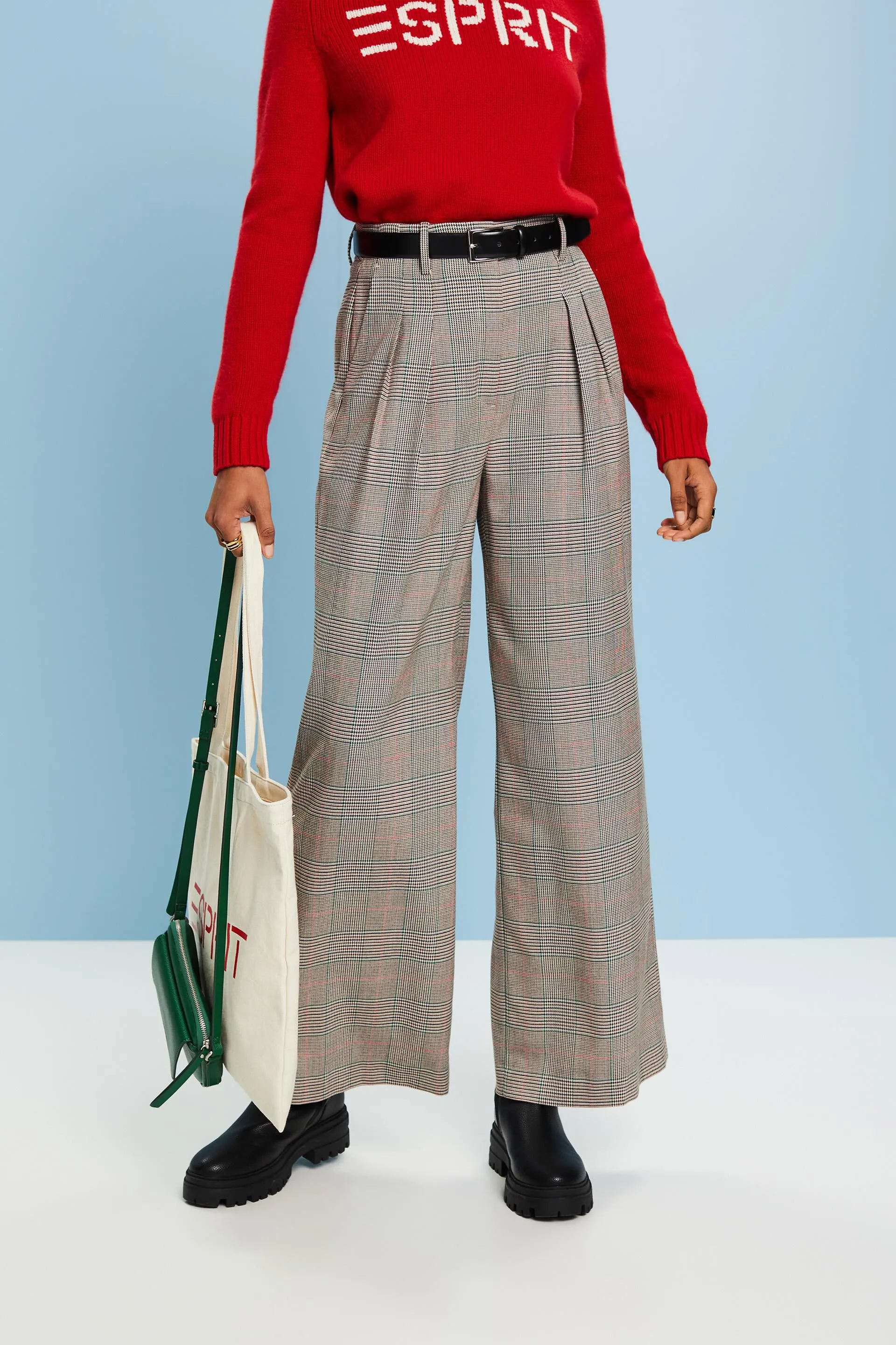 Pantaloni a quadri con gamba larga