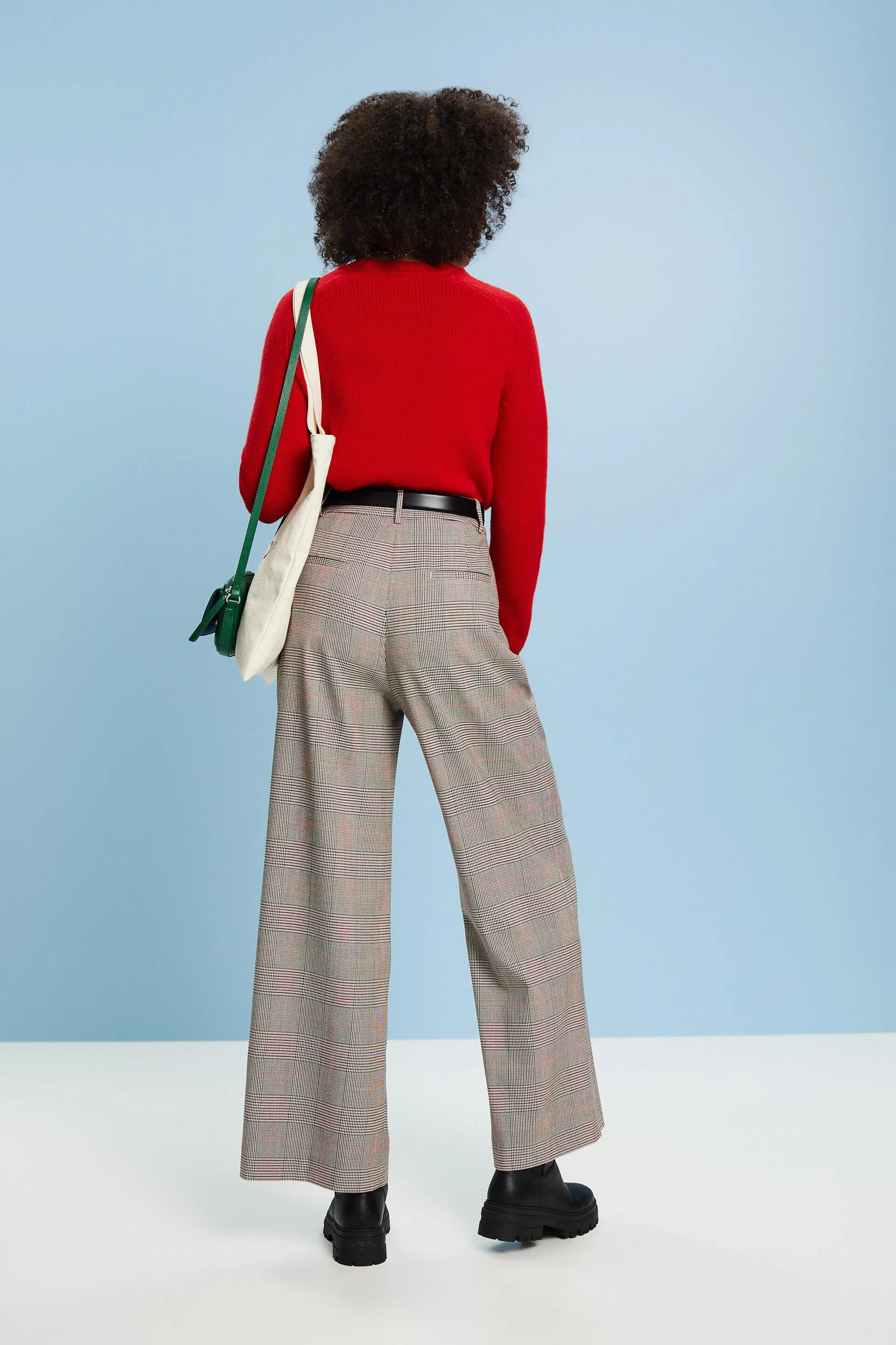 Pantaloni a quadri con gamba larga