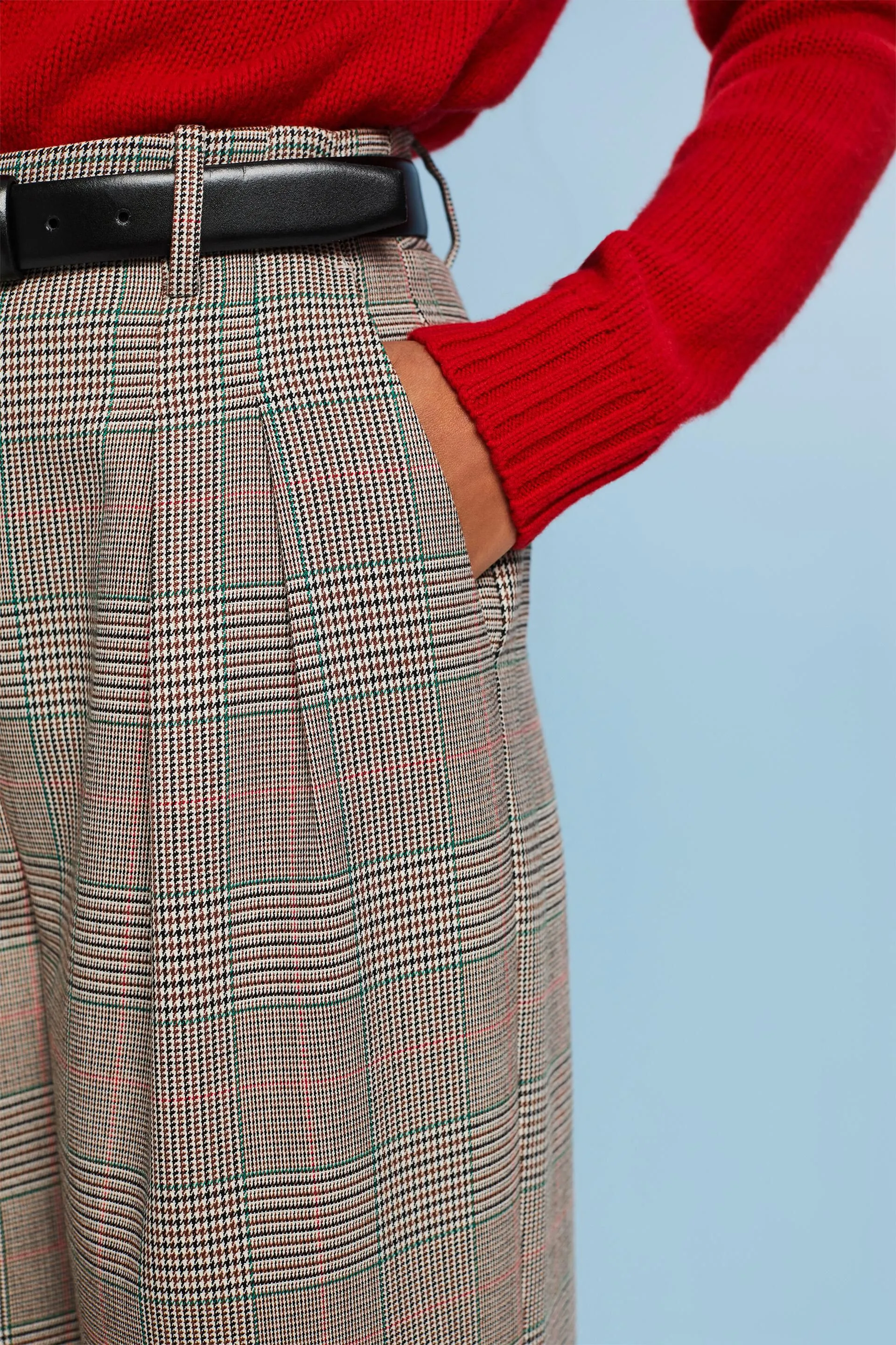 Pantaloni a quadri con gamba larga