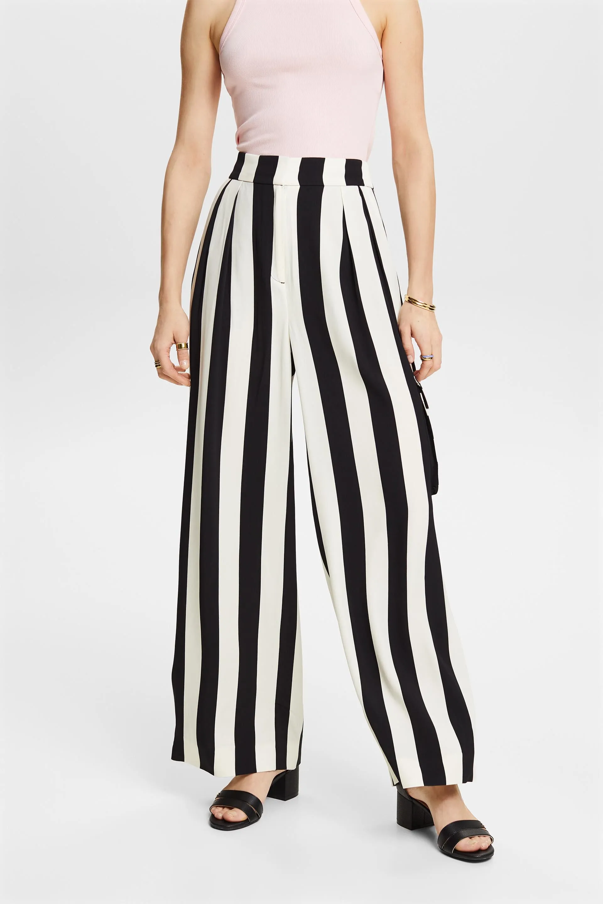 Pantaloni a righe con gamba larga