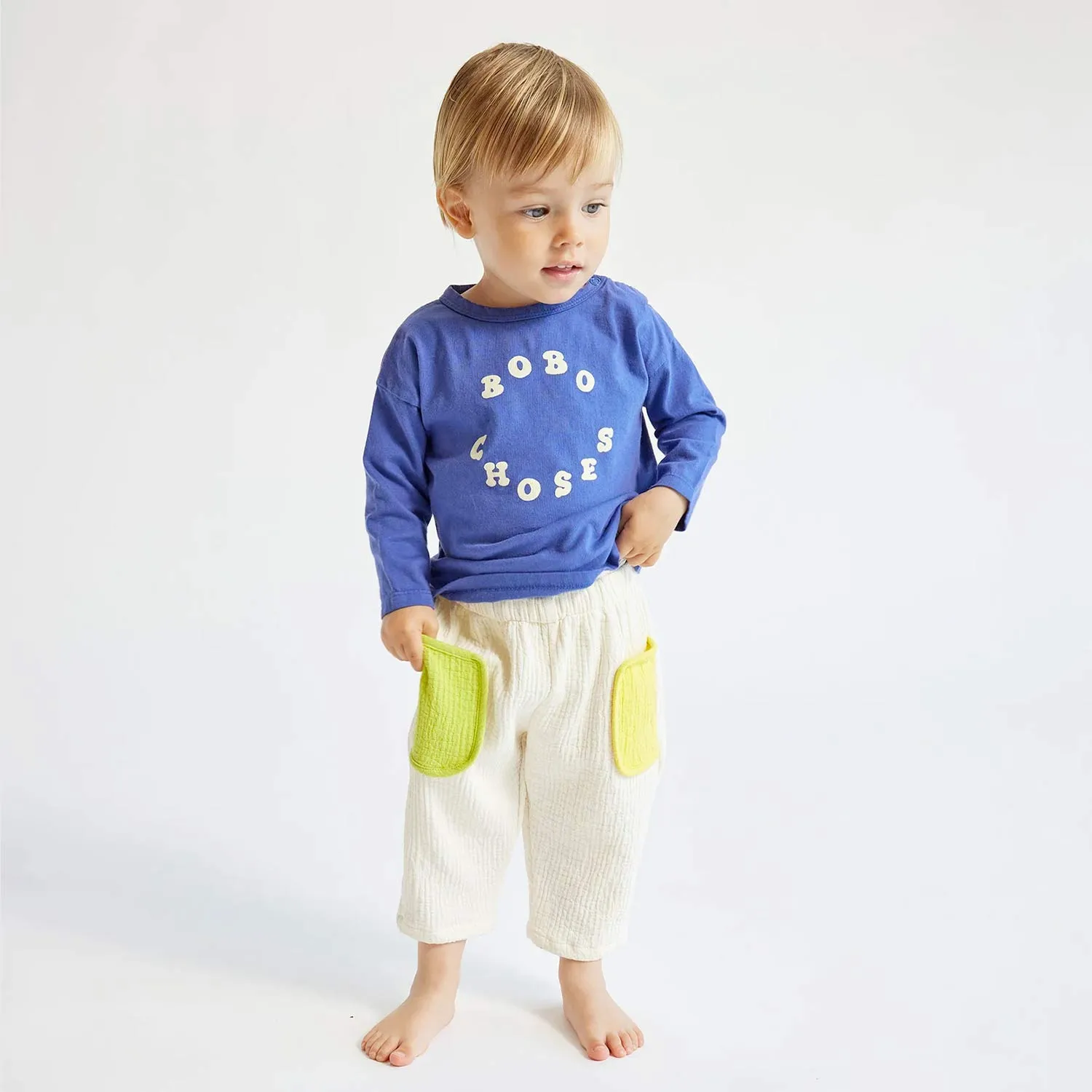 Pantaloni Bimbo Off-White In Cotone Trapuntato