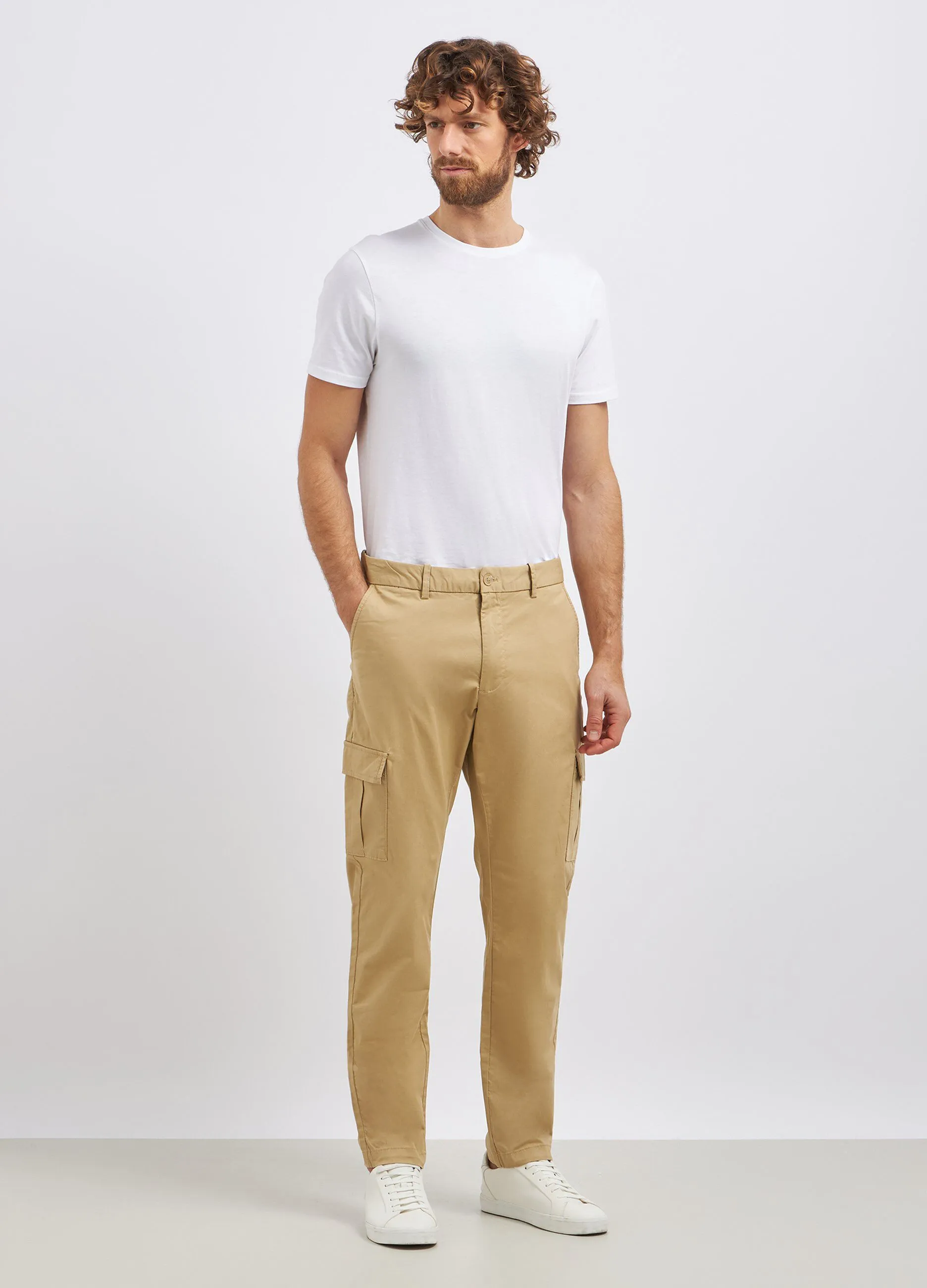 Pantaloni cargo in cotone stretch uomo
