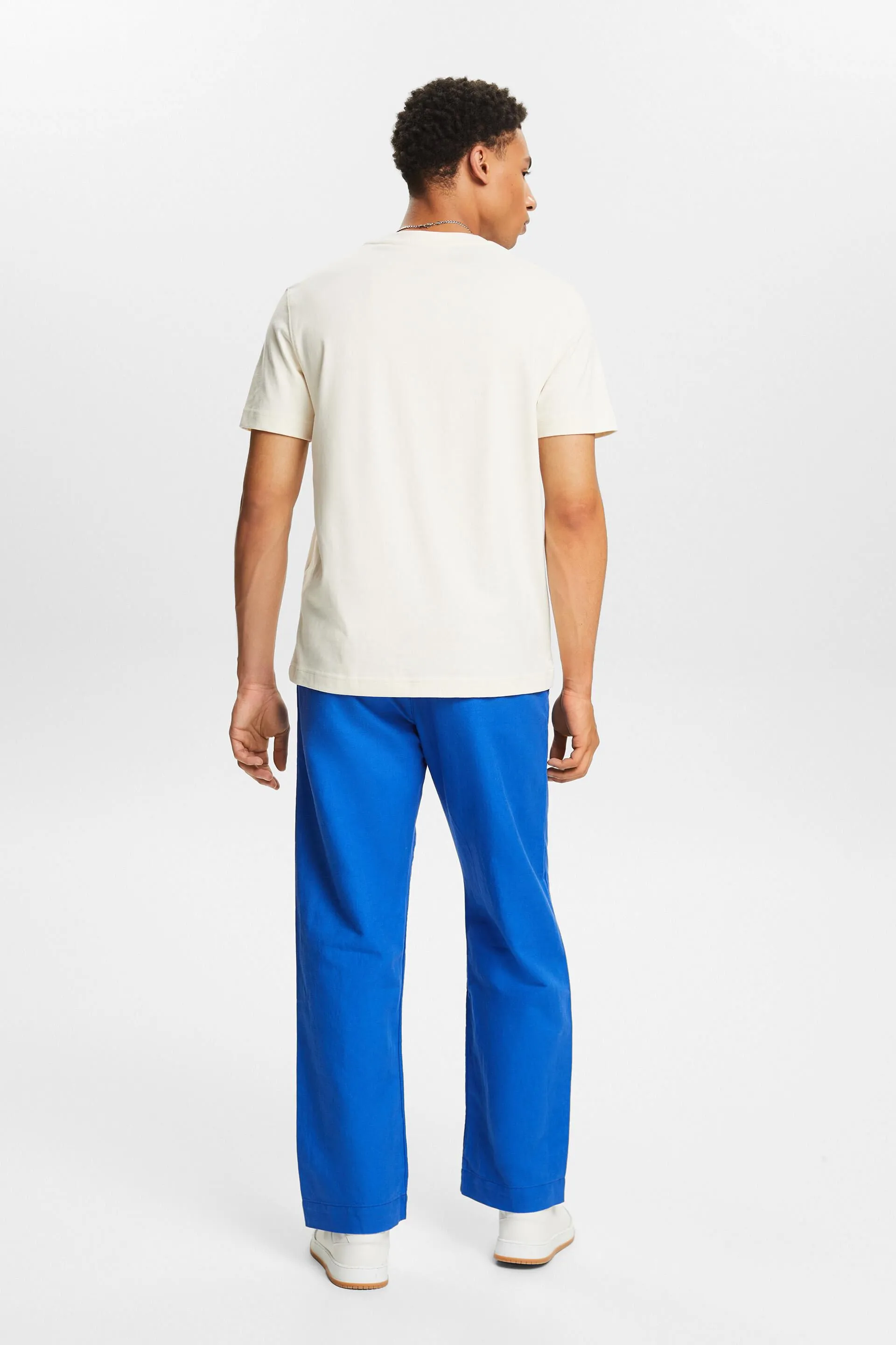 Pantaloni dritti in lino e cotone