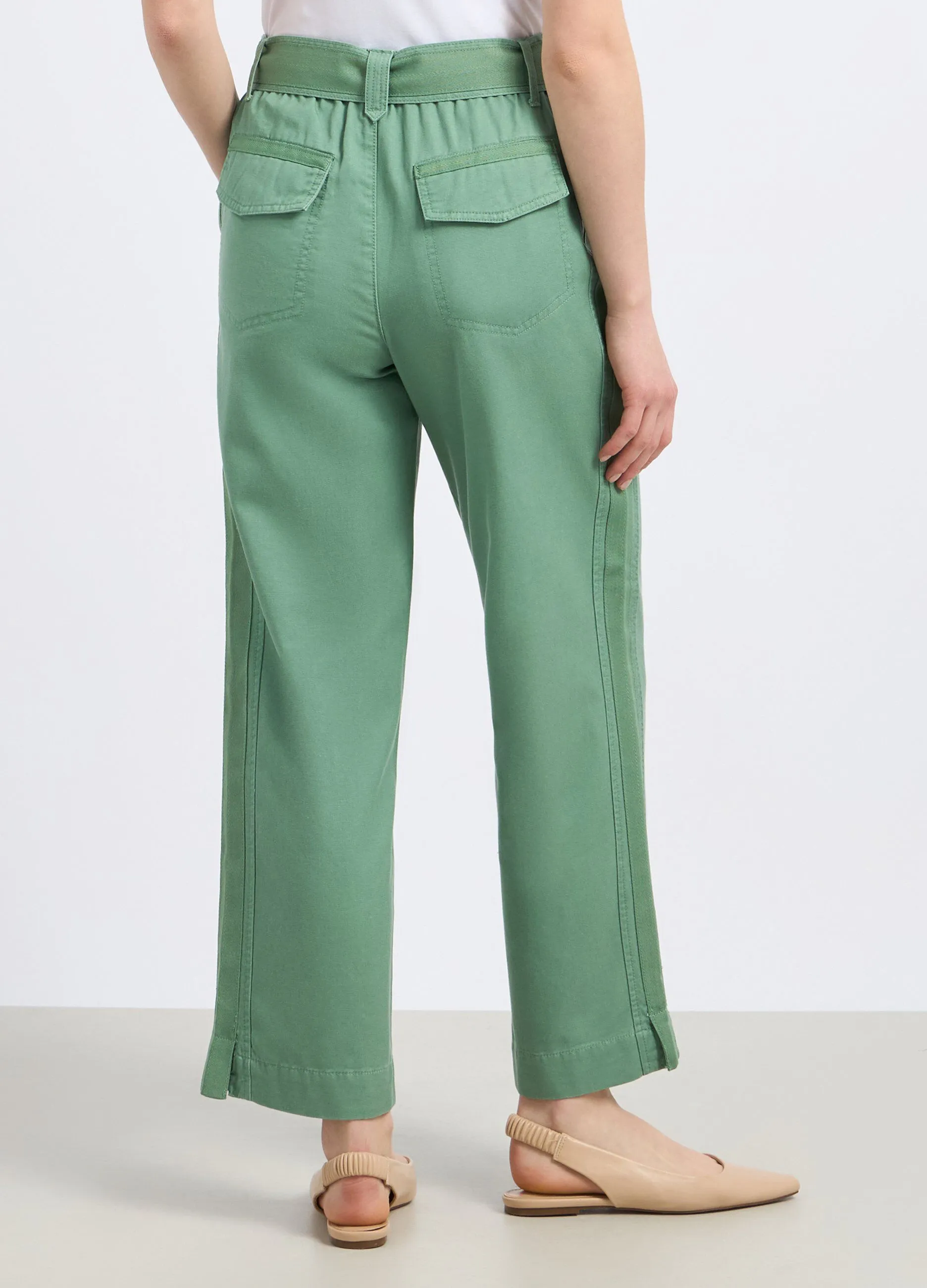 Pantaloni in misto cotone con cintura donna