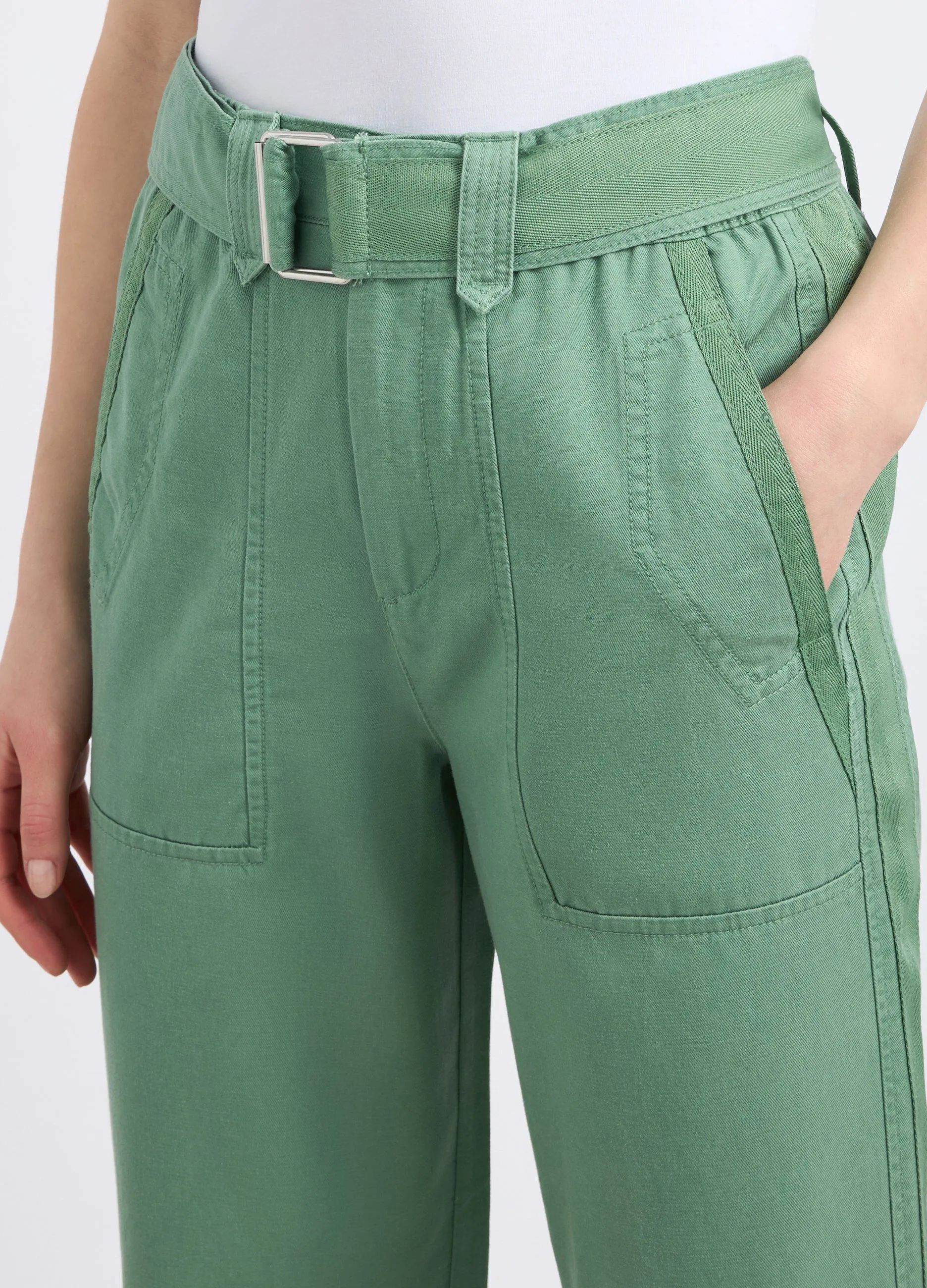Pantaloni in misto cotone con cintura donna