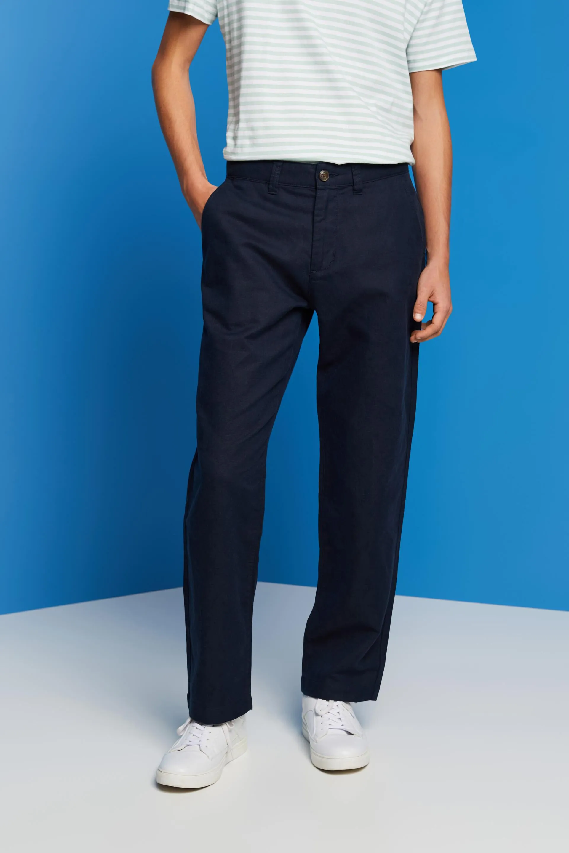 Pantaloni in misto cotone e lino