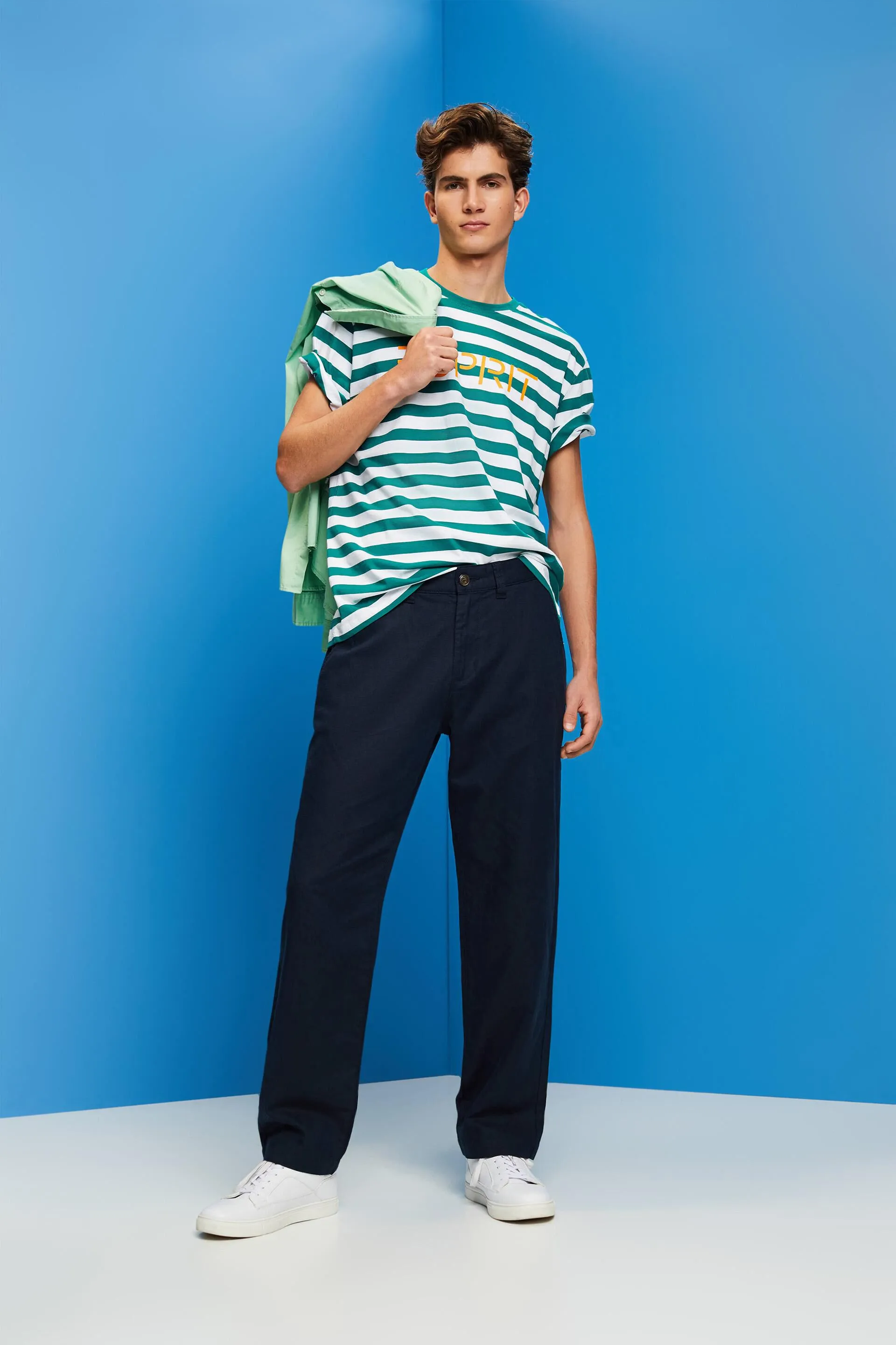 Pantaloni in misto cotone e lino