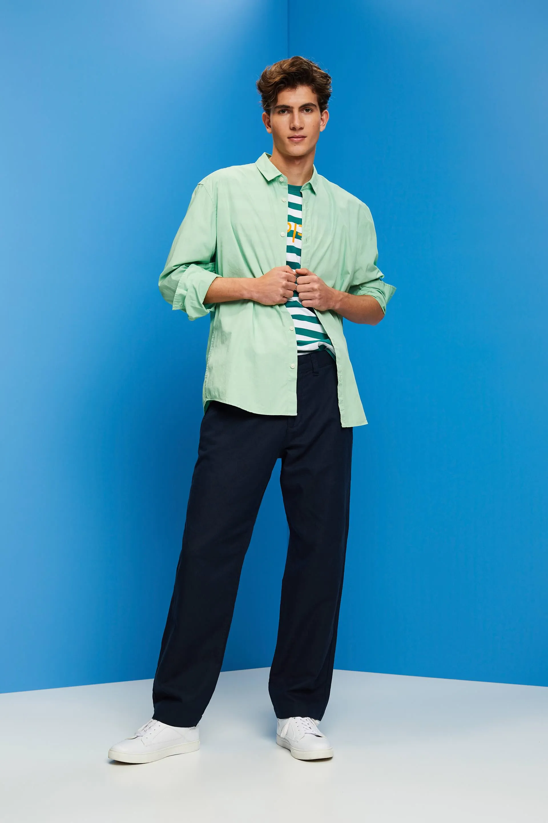 Pantaloni in misto cotone e lino
