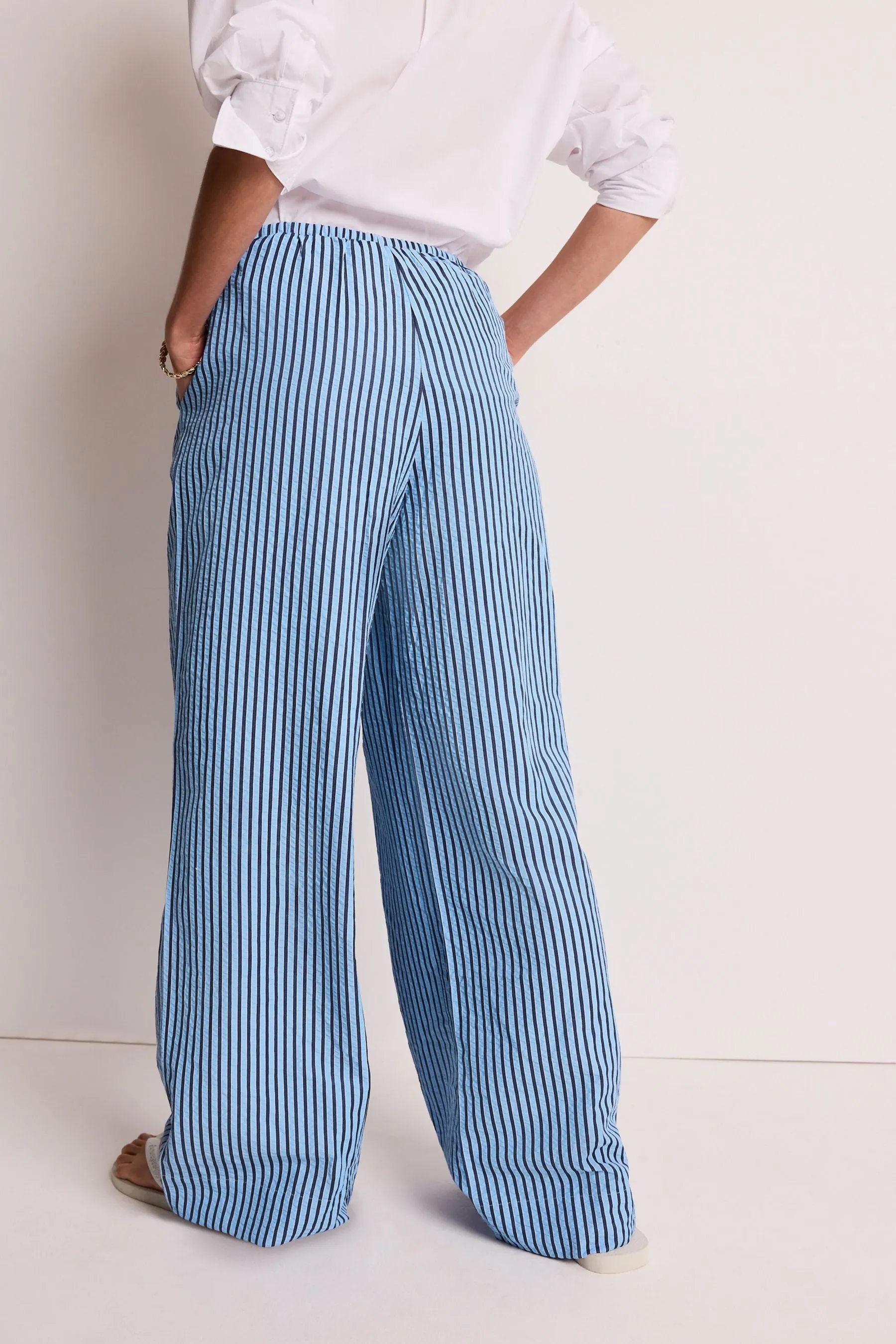 Pantaloni larga A righe testurizzata