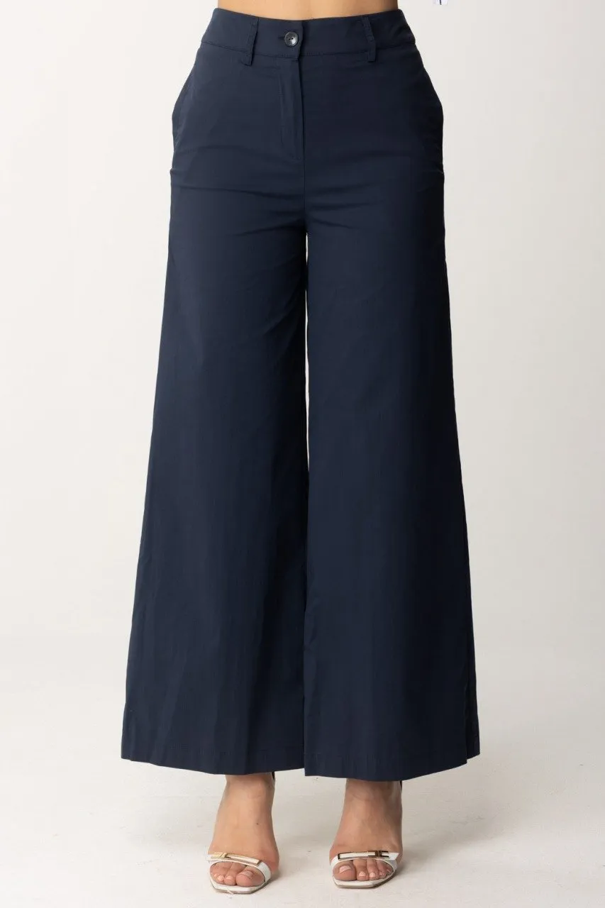 Pantaloni palazzo in cotone Blu Notte