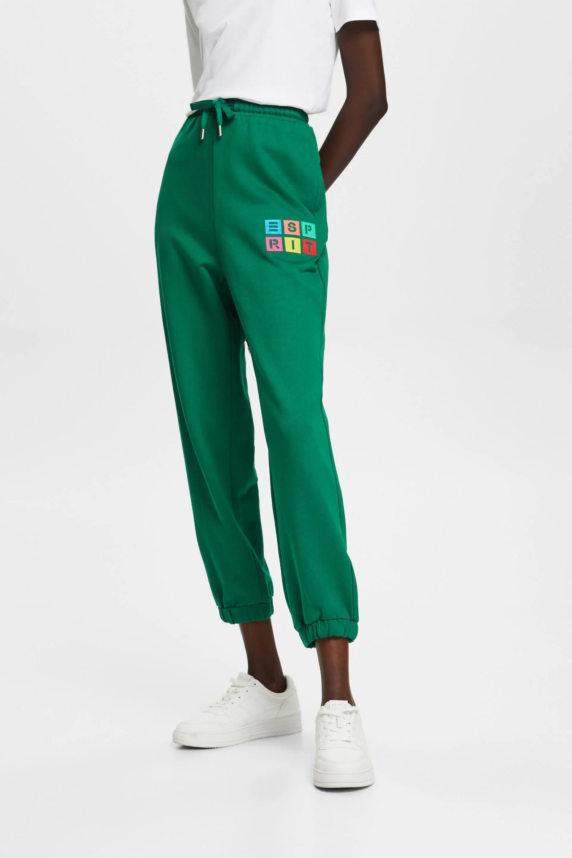 Pantaloni sportivi con logo ricamato in cotone biologico