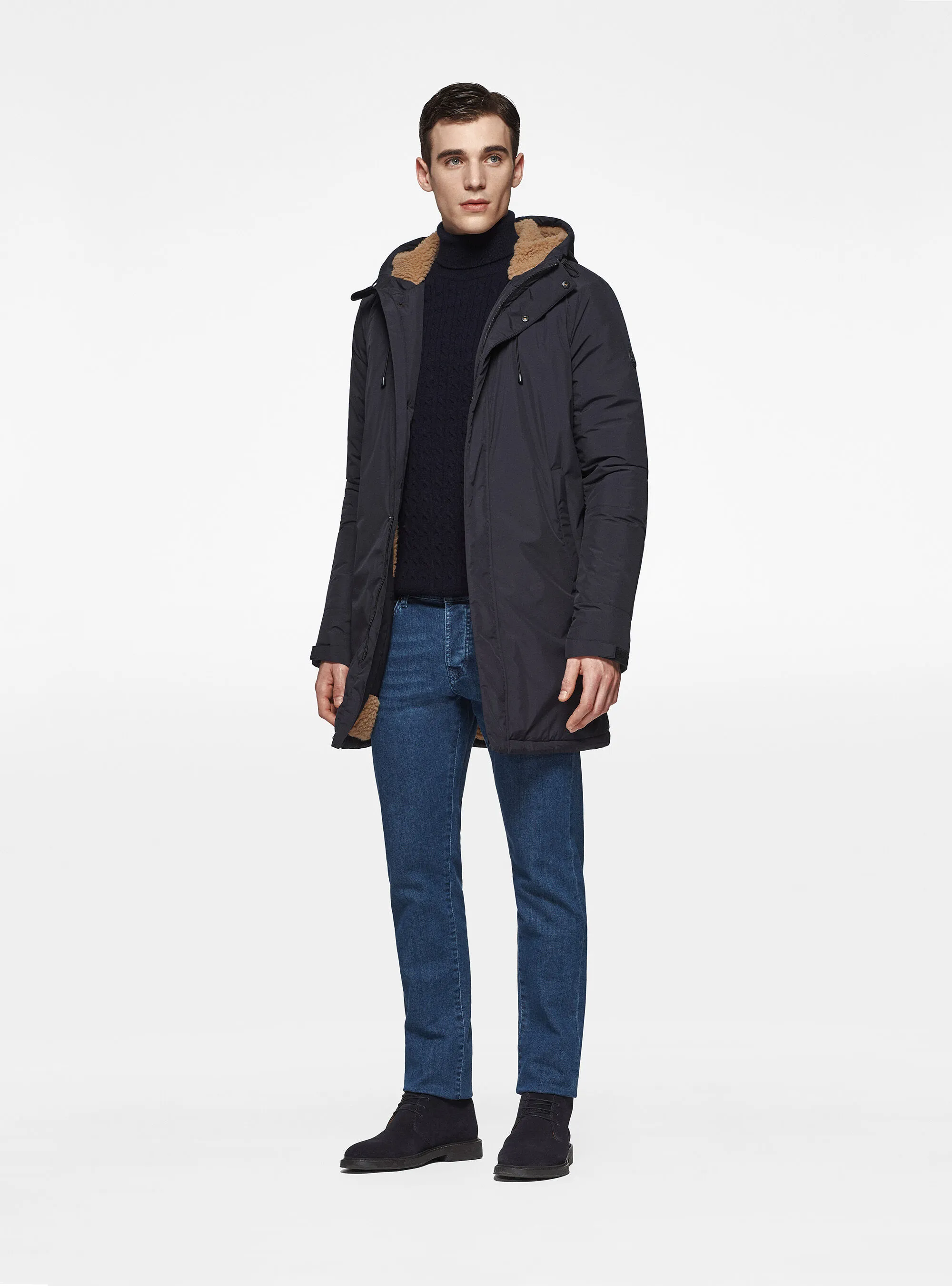 Parka tecnico con pelliccia sintetica