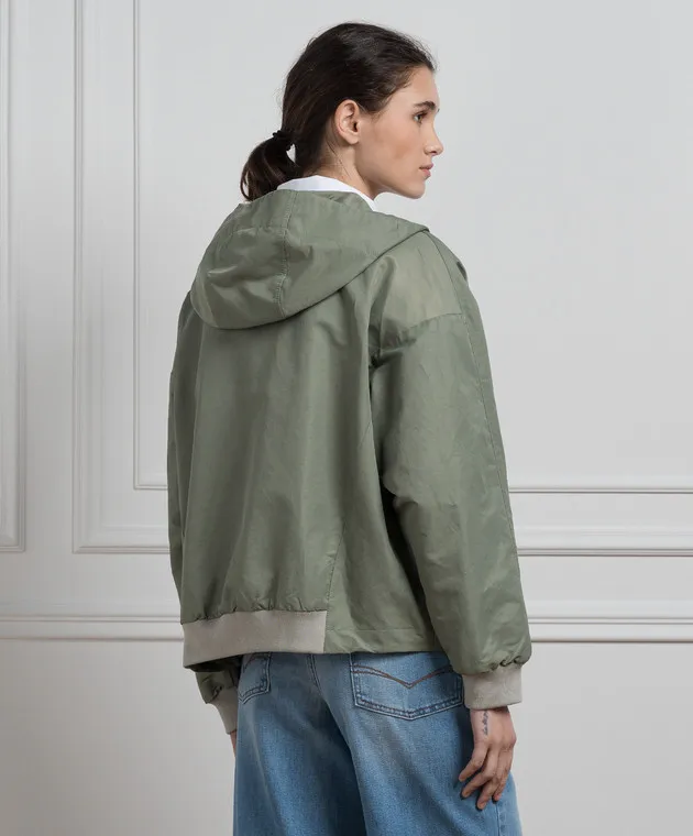 Peserico Giacca a vento verde con catena monil S250107305A